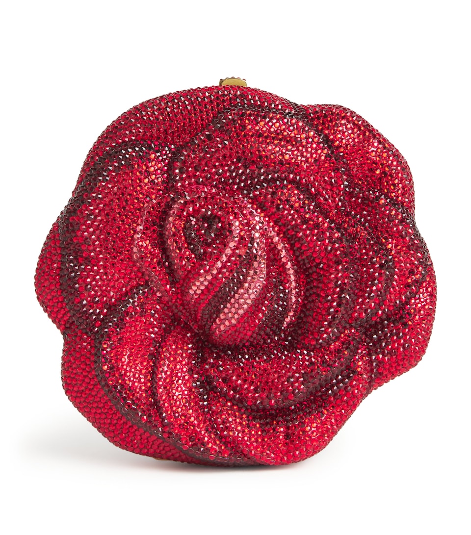Crystal-Embellished Rose Clutch Bag