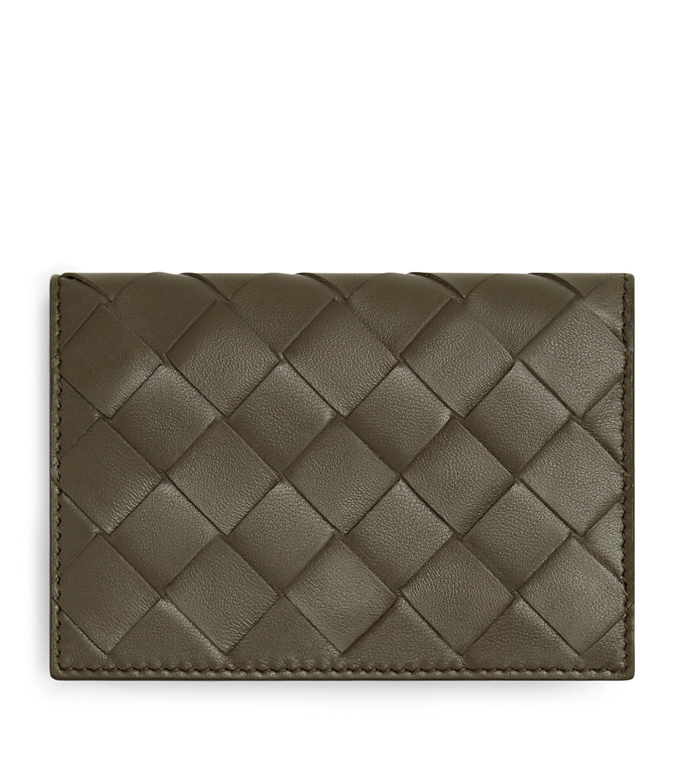 Bottega Veneta Green Leather Intreccio Card Holder | Harrods US