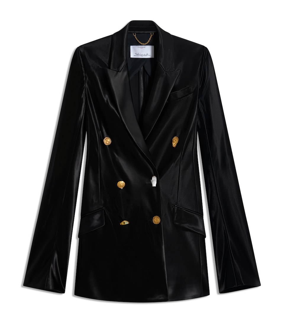 Schiaparelli Womens Satin Bias-Cut Tailored Jacket Black
