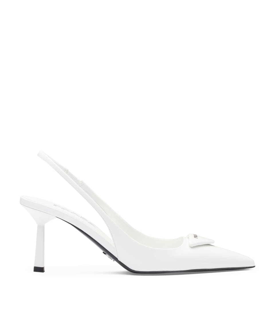 Brushed Leather Slingback Pumps 75