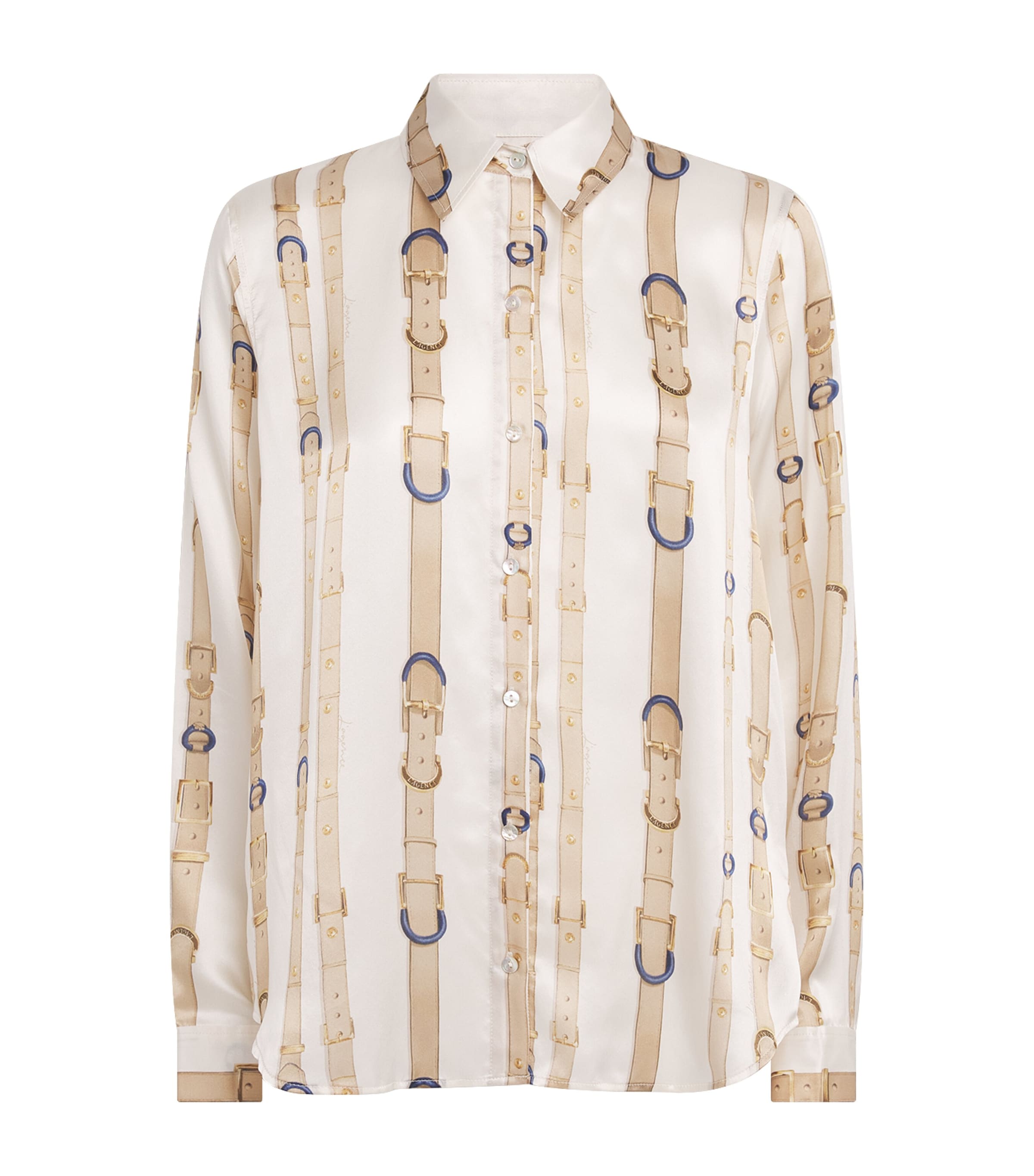 L'Agence Womens Silk Tyler Shirt Ecr Mlt Std Blt Strp