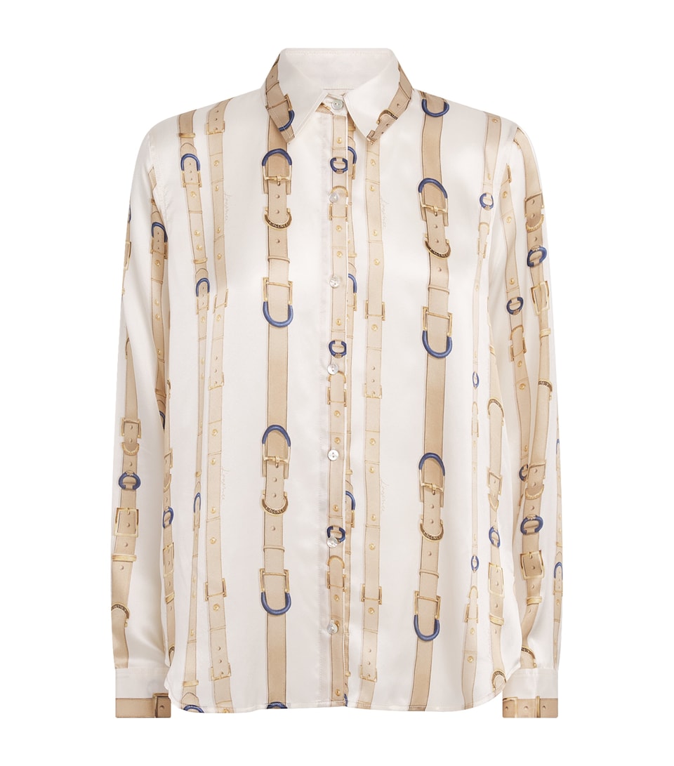 L'Agence Womens Silk Tyler Shirt Ecr Mlt Std Blt Strp
