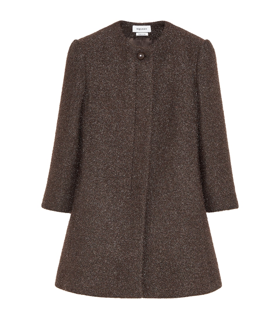 McQueen Womens Metallic Tweed Coat