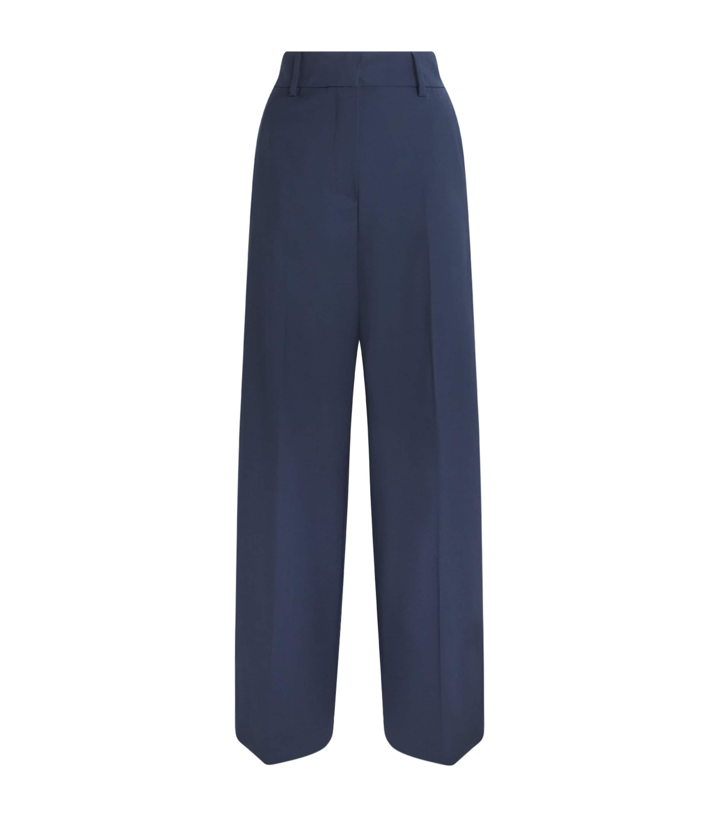 Weekend Max Mara Womens Wool Wide-Leg Trousers Navy