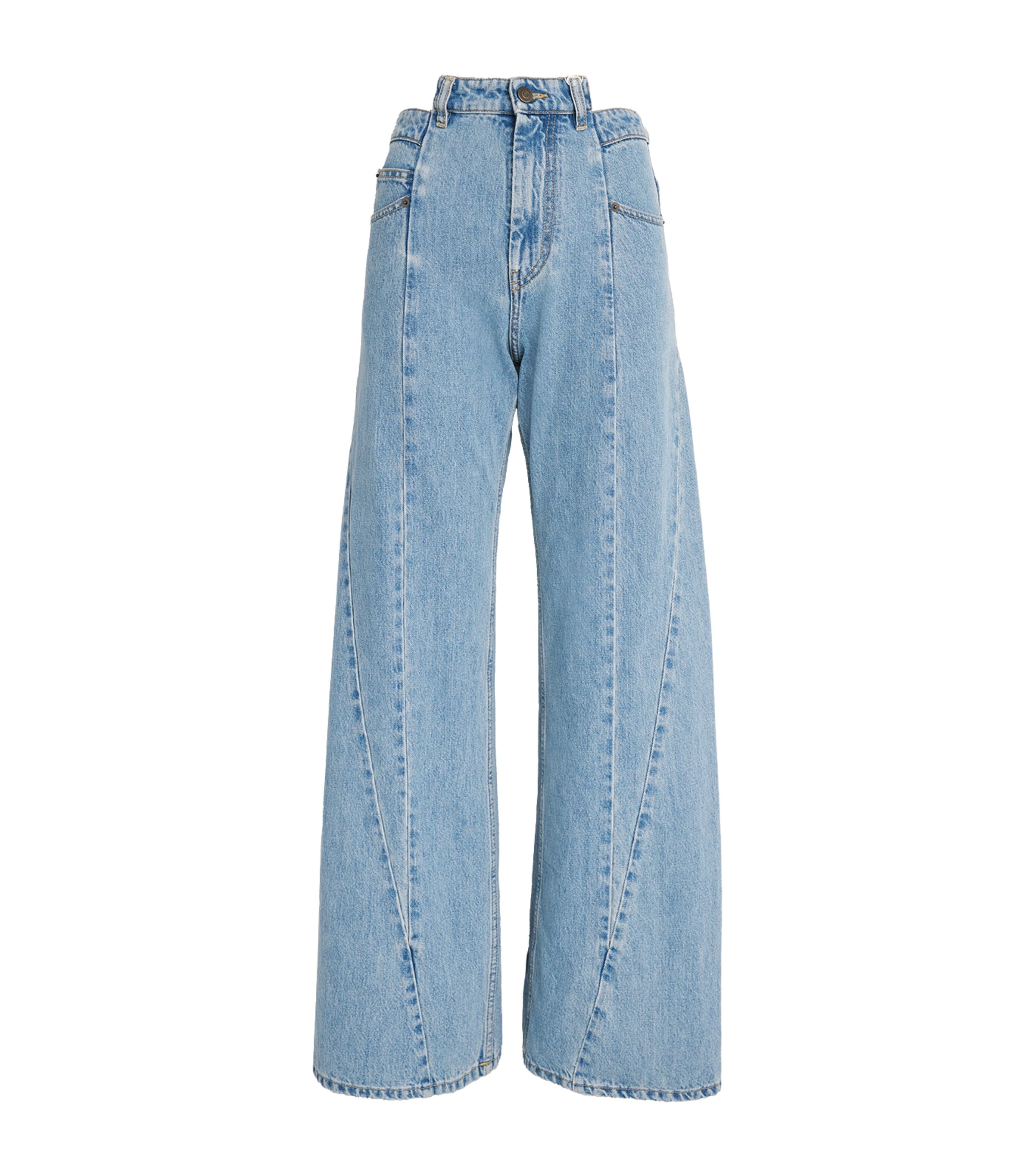 Cut-Out-Waist Straight Jeans