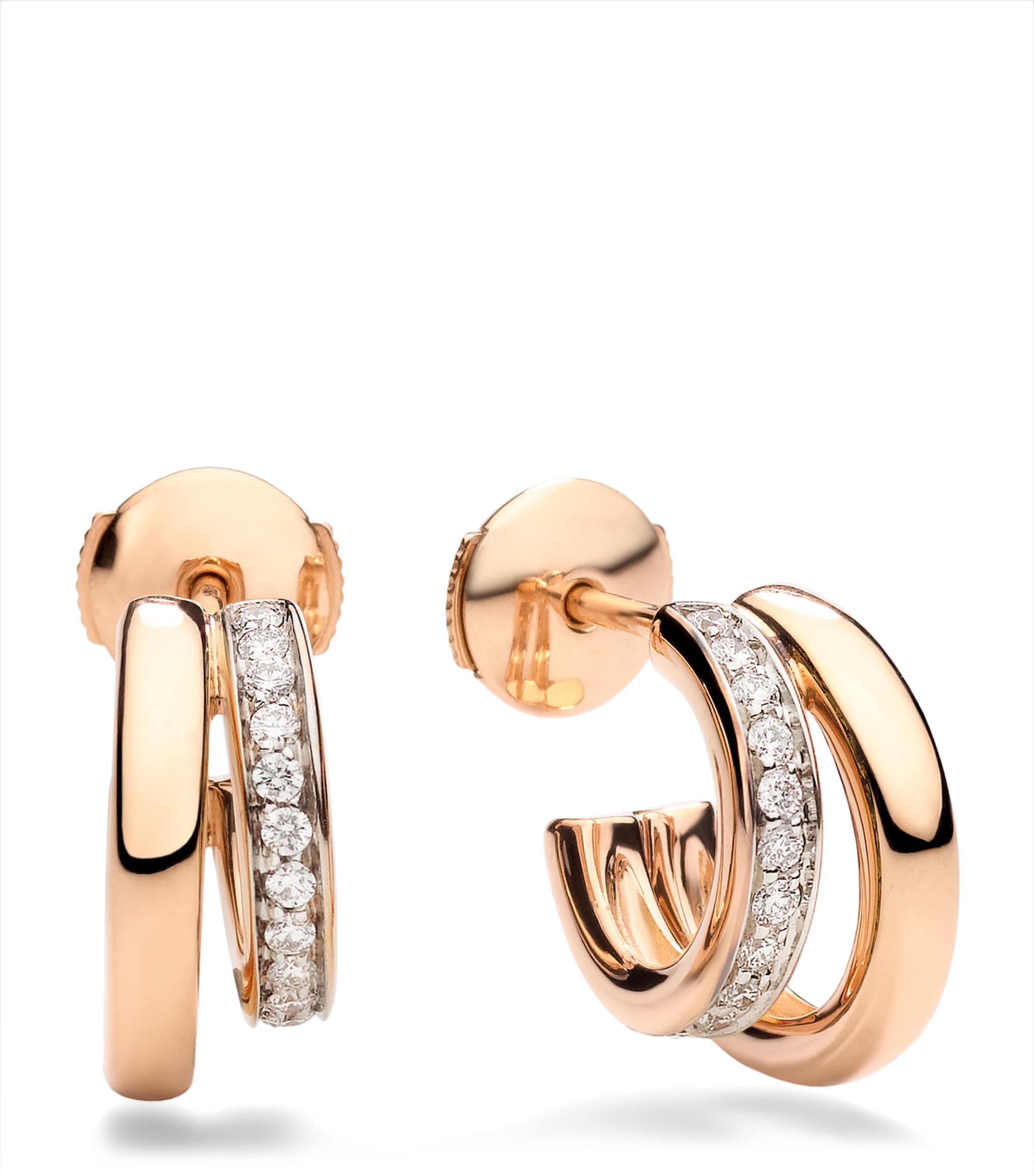 Pomellato Rose Gold and Diamond Pomellato Together Hoop Earrings