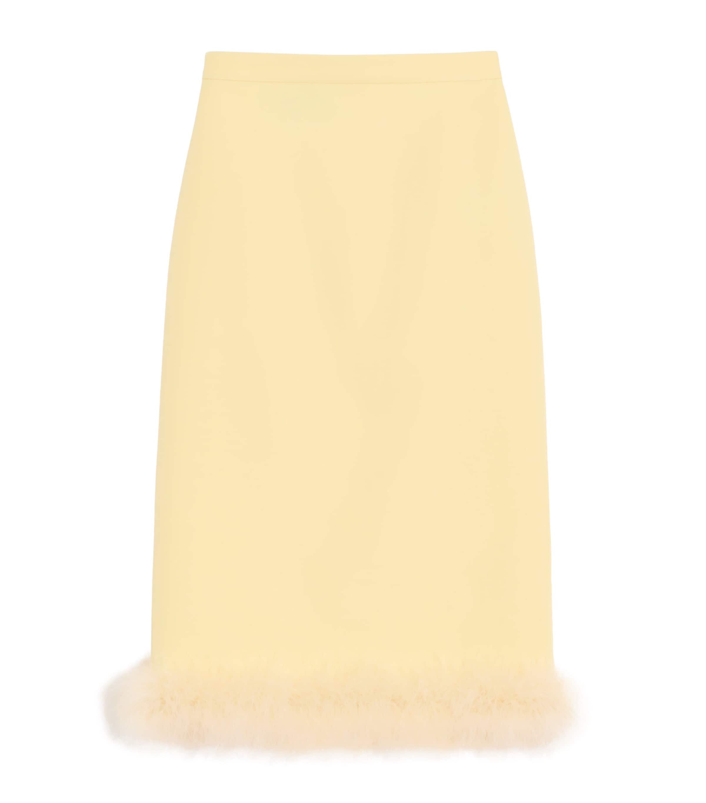 Virgin Wool-Silk Trimmed Midi Skirt