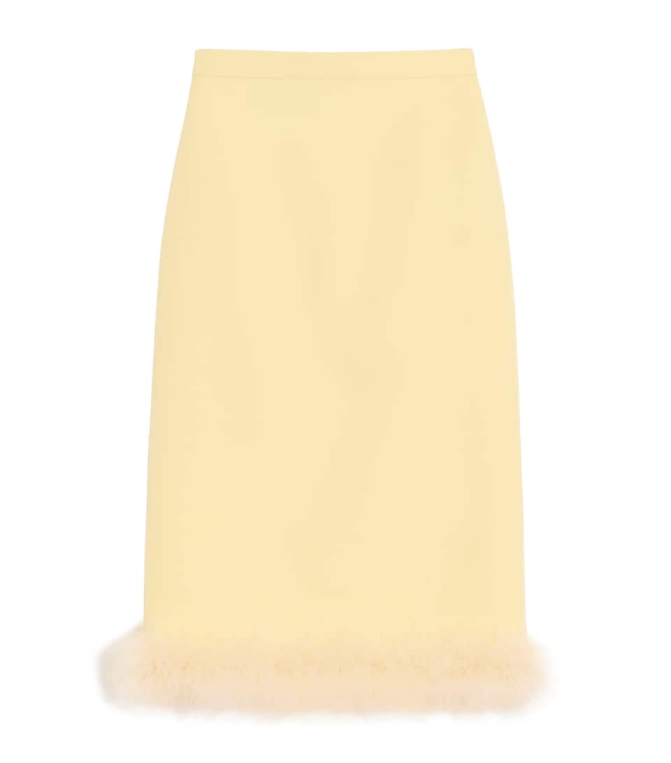 Virgin Wool-Silk Trimmed Midi Skirt
