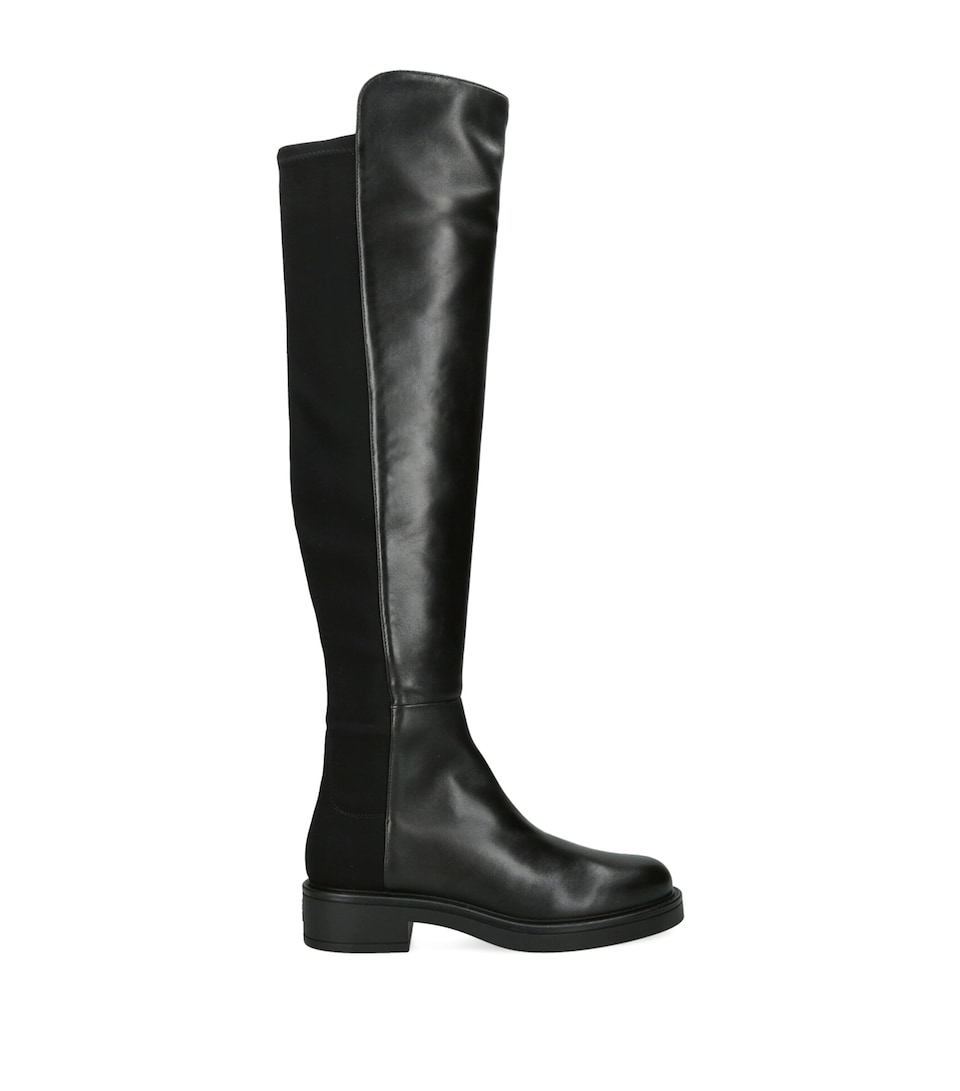 Stuart Weitzman Leather and Suede Celia Riding Boots Black