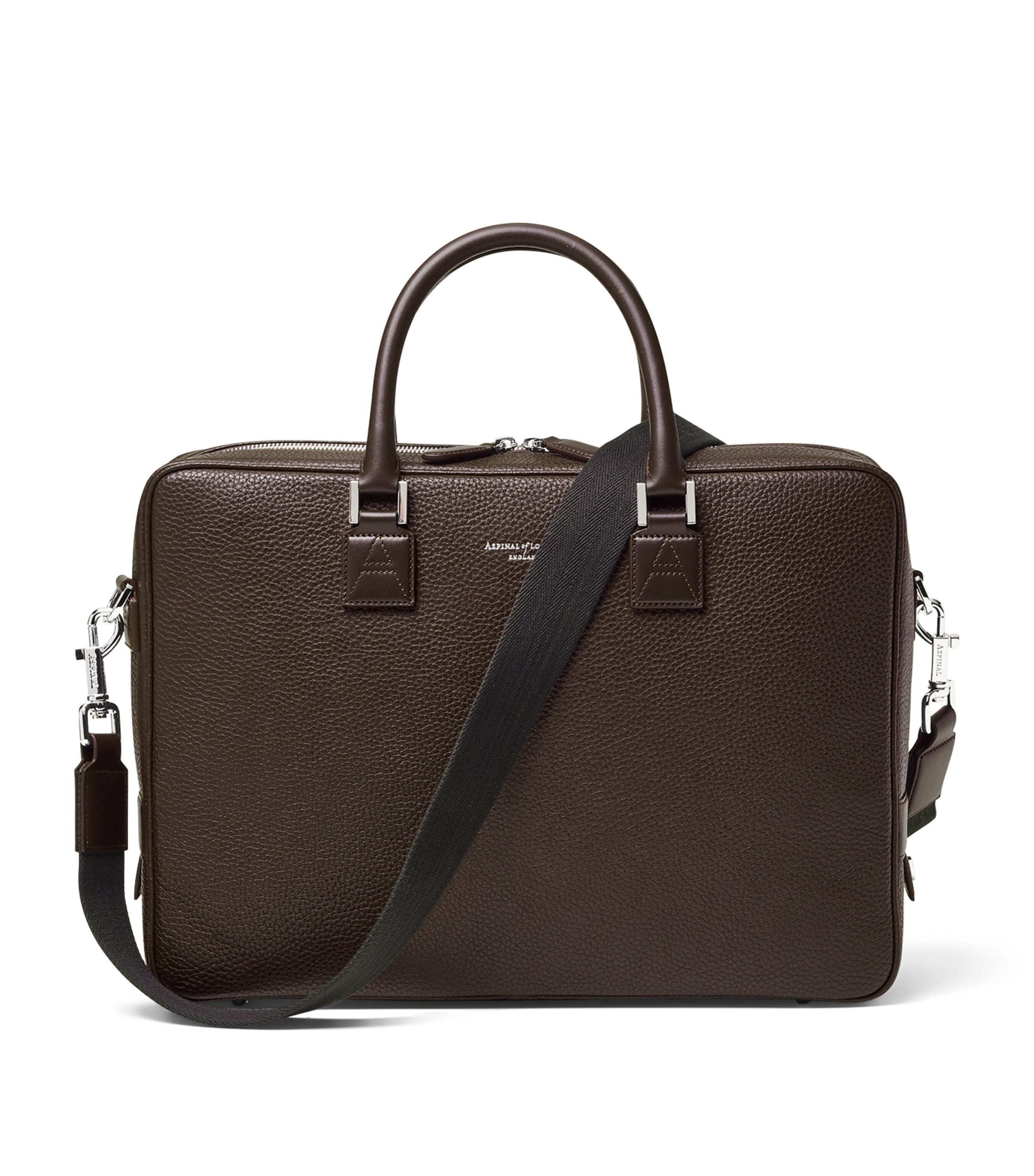 Aspinal Of London Leather Mount Street Briefcase Bag Chocolate