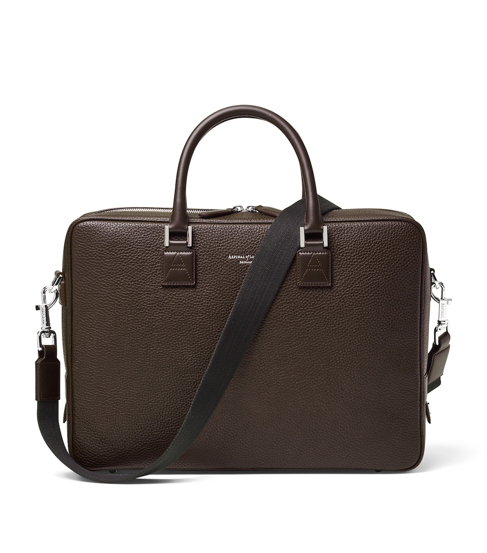 Aspinal Of London Leather Mount Street Briefcase Bag Chocolate