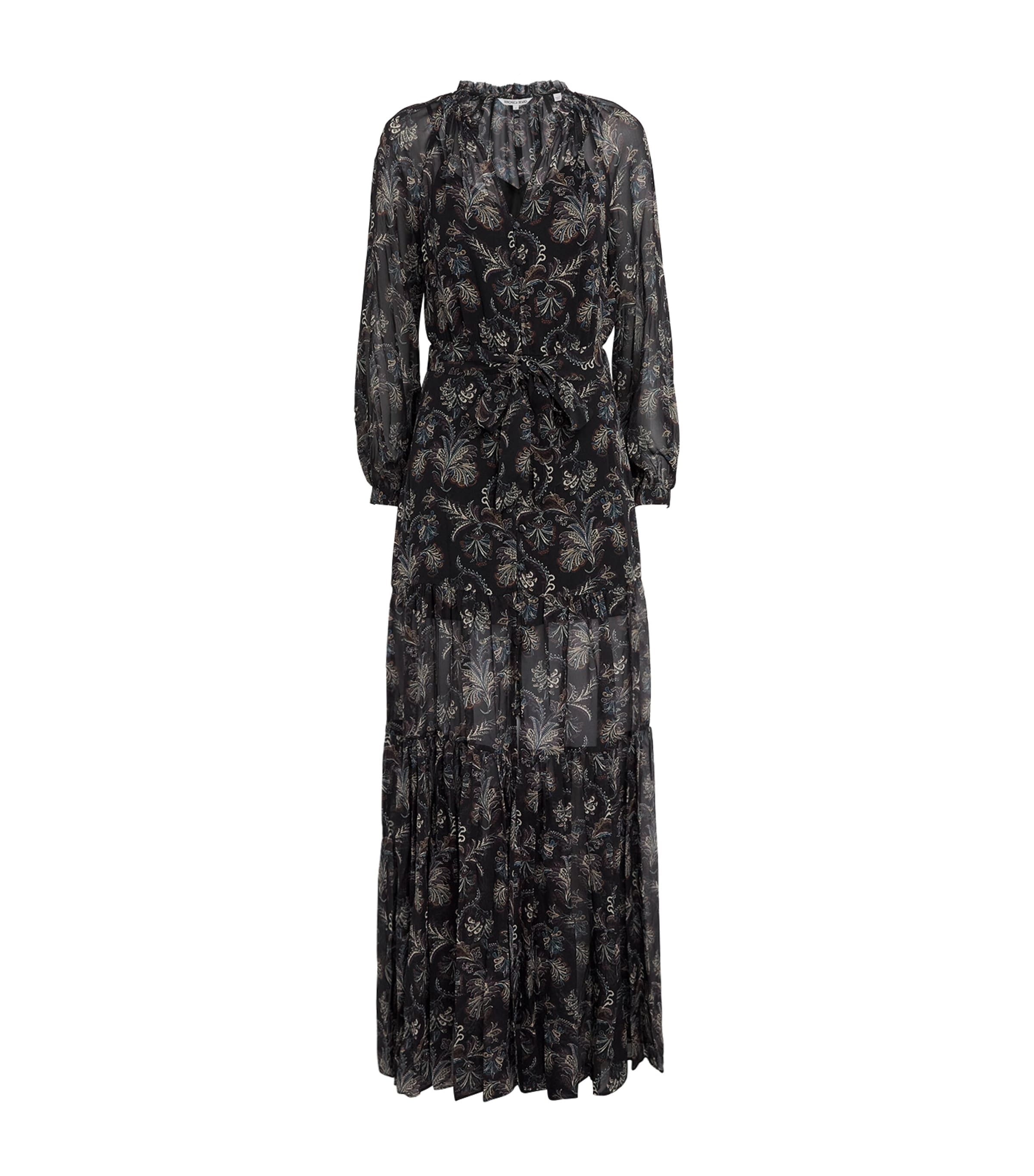 Veronica Beard Womens Silk Isra Maxi Dress Black Multi