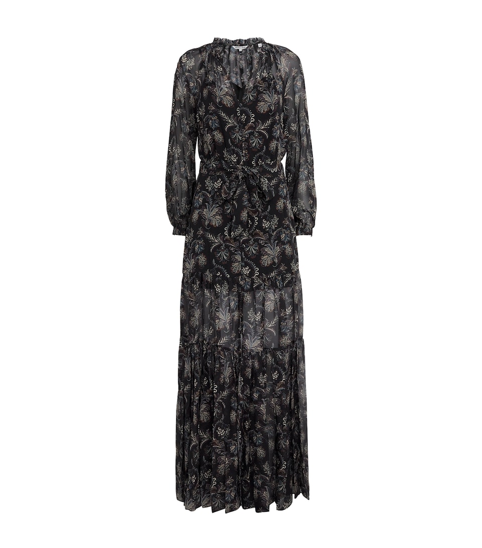 Veronica Beard Womens Silk Isra Maxi Dress Black Multi
