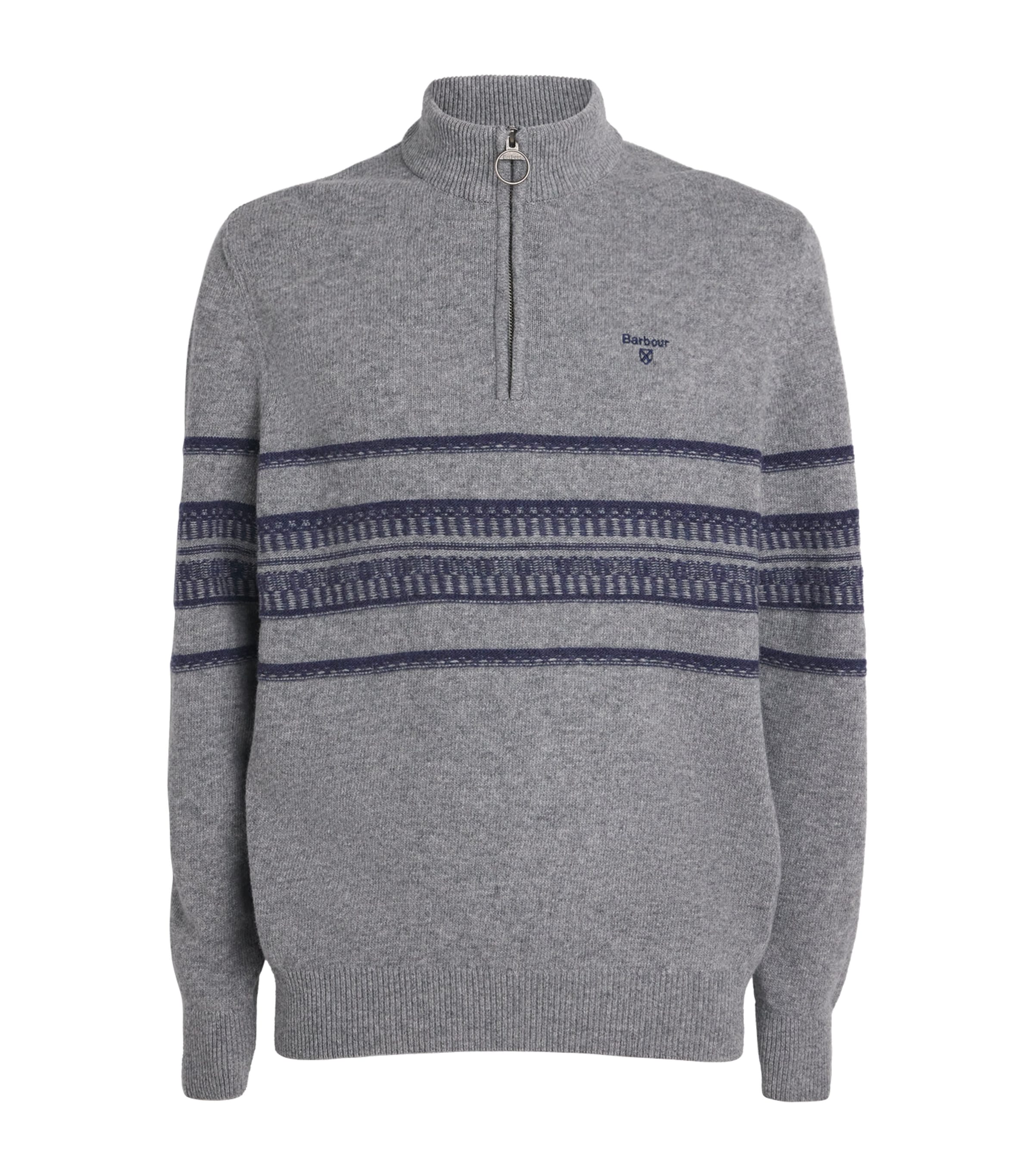 Barbour Mens Lambswool Kepwick Half-Zip Sweater Grey Marl