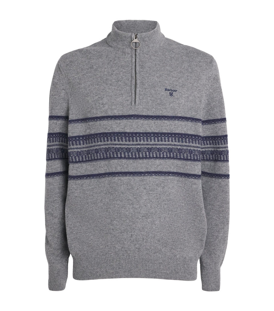 Barbour Mens Lambswool Kepwick Half-Zip Sweater Grey Marl