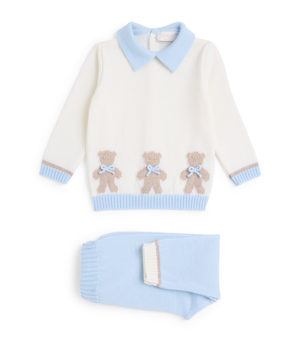Bimbalo Wool Top and Trouser Set (1-24 Months) Off White/blue