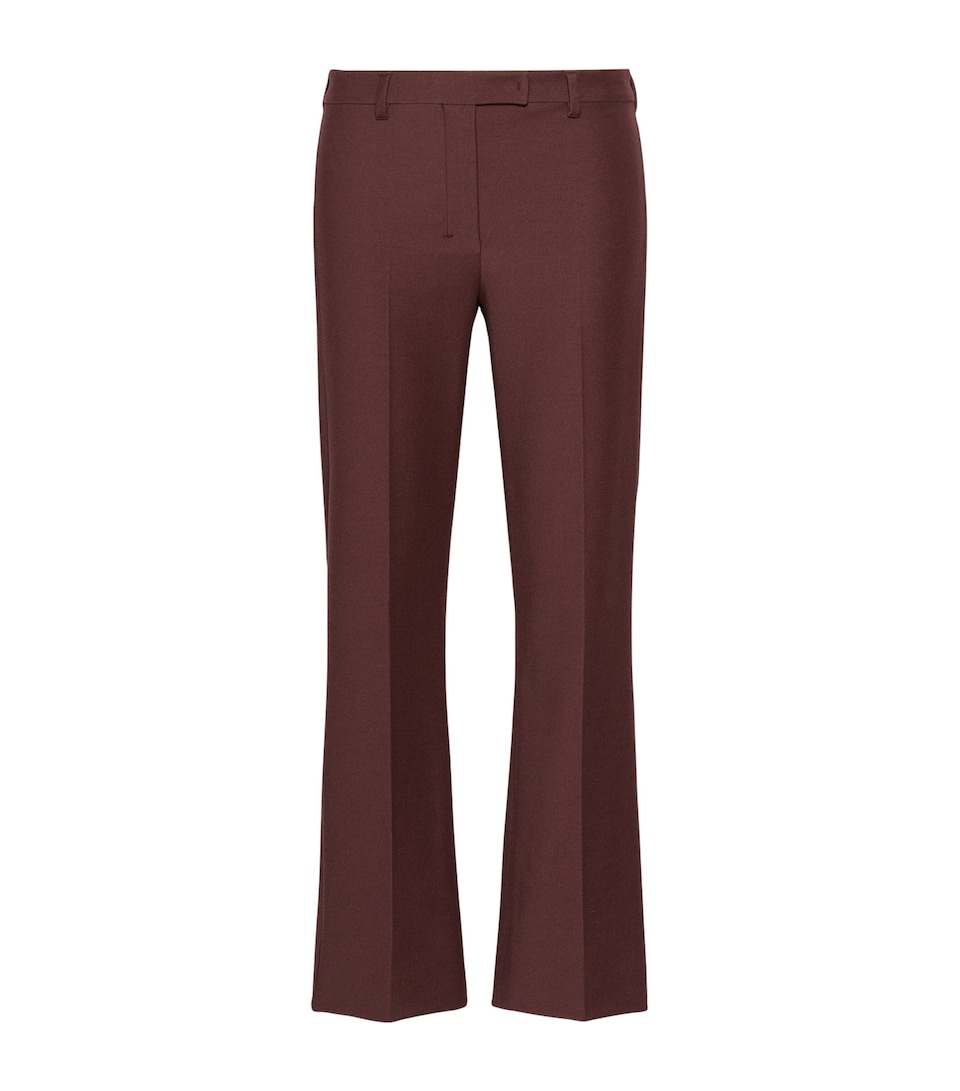 Max Mara Womens Cotton-Blend Flared Trousers Bordeaux