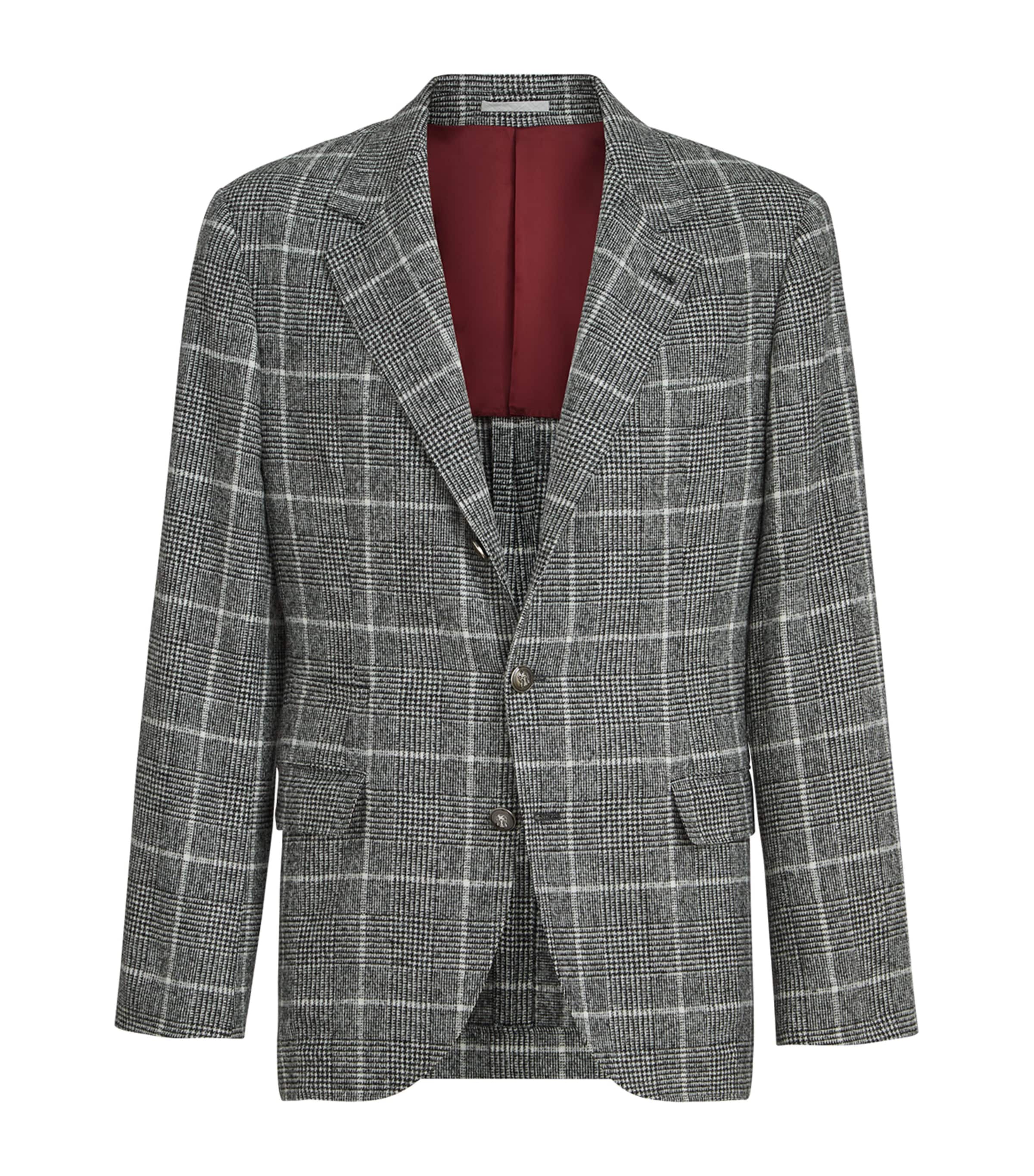 Alpaca-Wool-Blend Prince of Wales Check Blazer