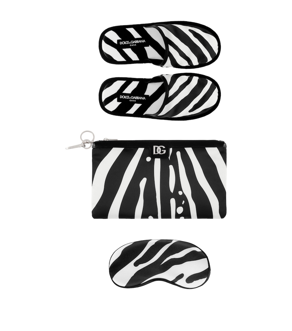 Zebra Slippers and Sleep Mask Travel Set