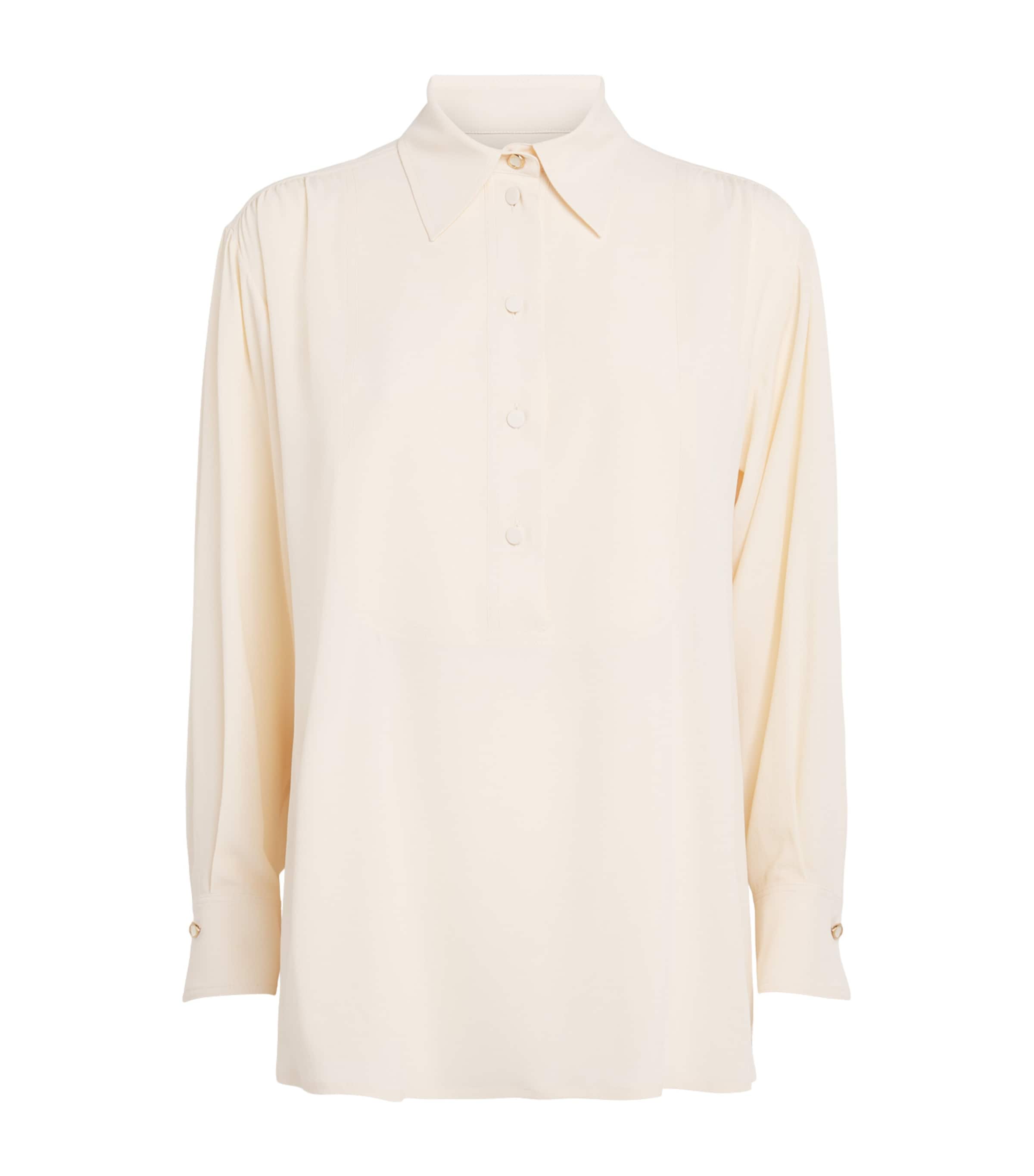 Agnona Womens Gathered Blouse Ivory Butter