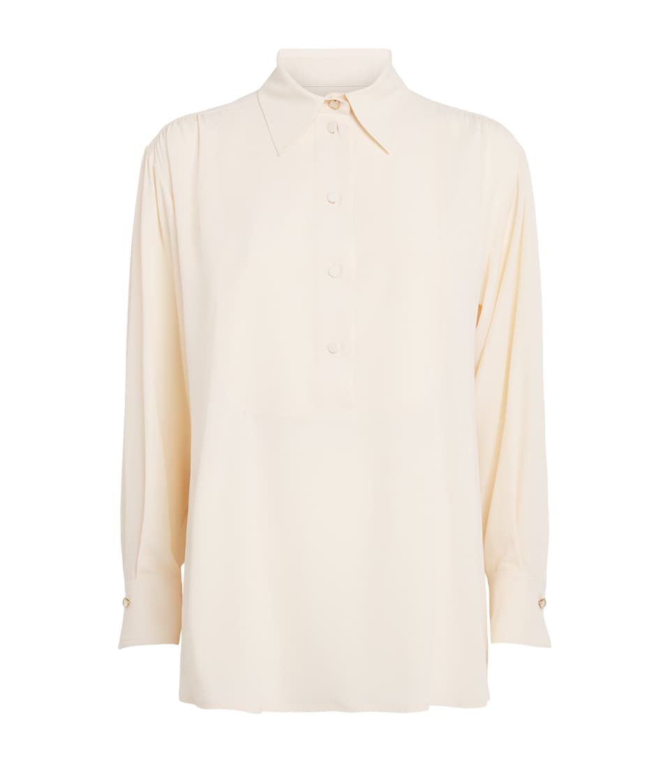 Agnona Womens Gathered Blouse Ivory Butter