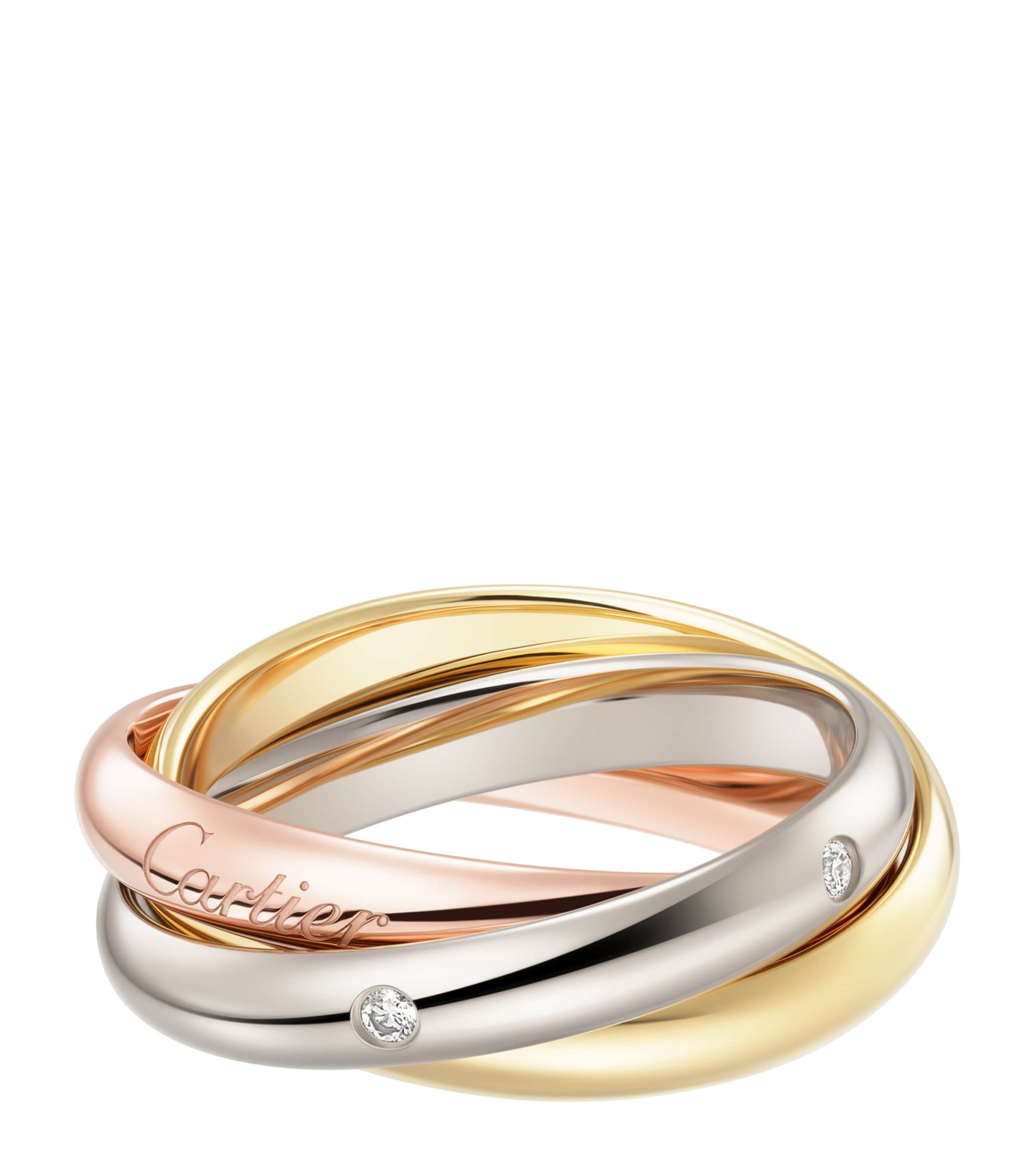 Medium White, Yellow, Rose Gold and Diamond Trinity Ring
