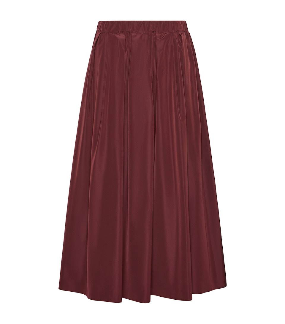 Weekend Max Mara Womens Taffeta Pleated Midi Skirt Bordeaux