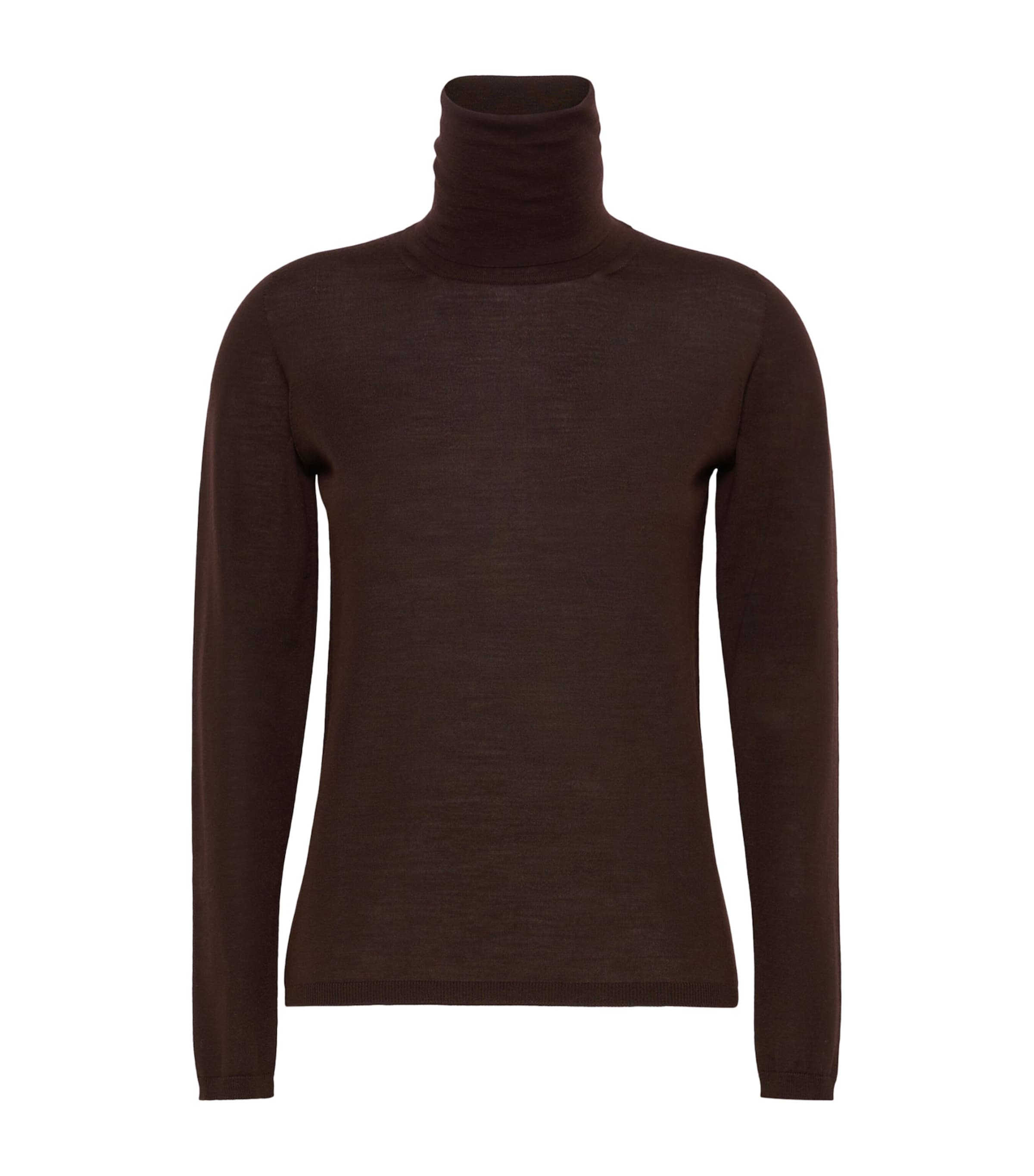 Max Mara Womens Virgin Wool Rollneck Sweater Dark Brown