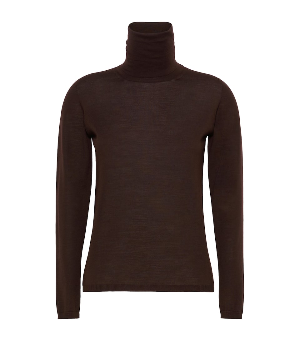 Max Mara Womens Virgin Wool Rollneck Sweater Dark Brown