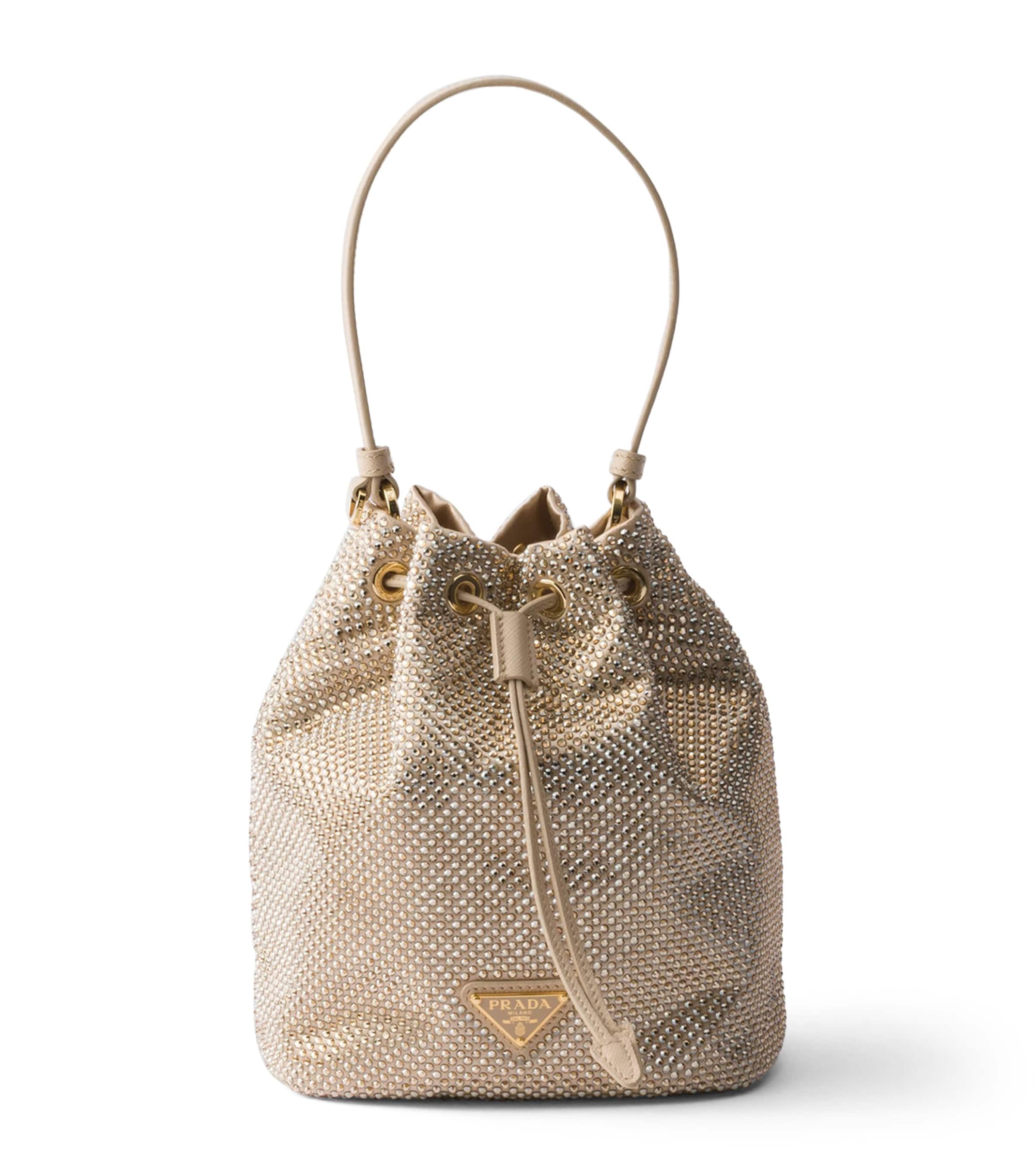 Prada Mini Satin Crystal-Studded Pouch