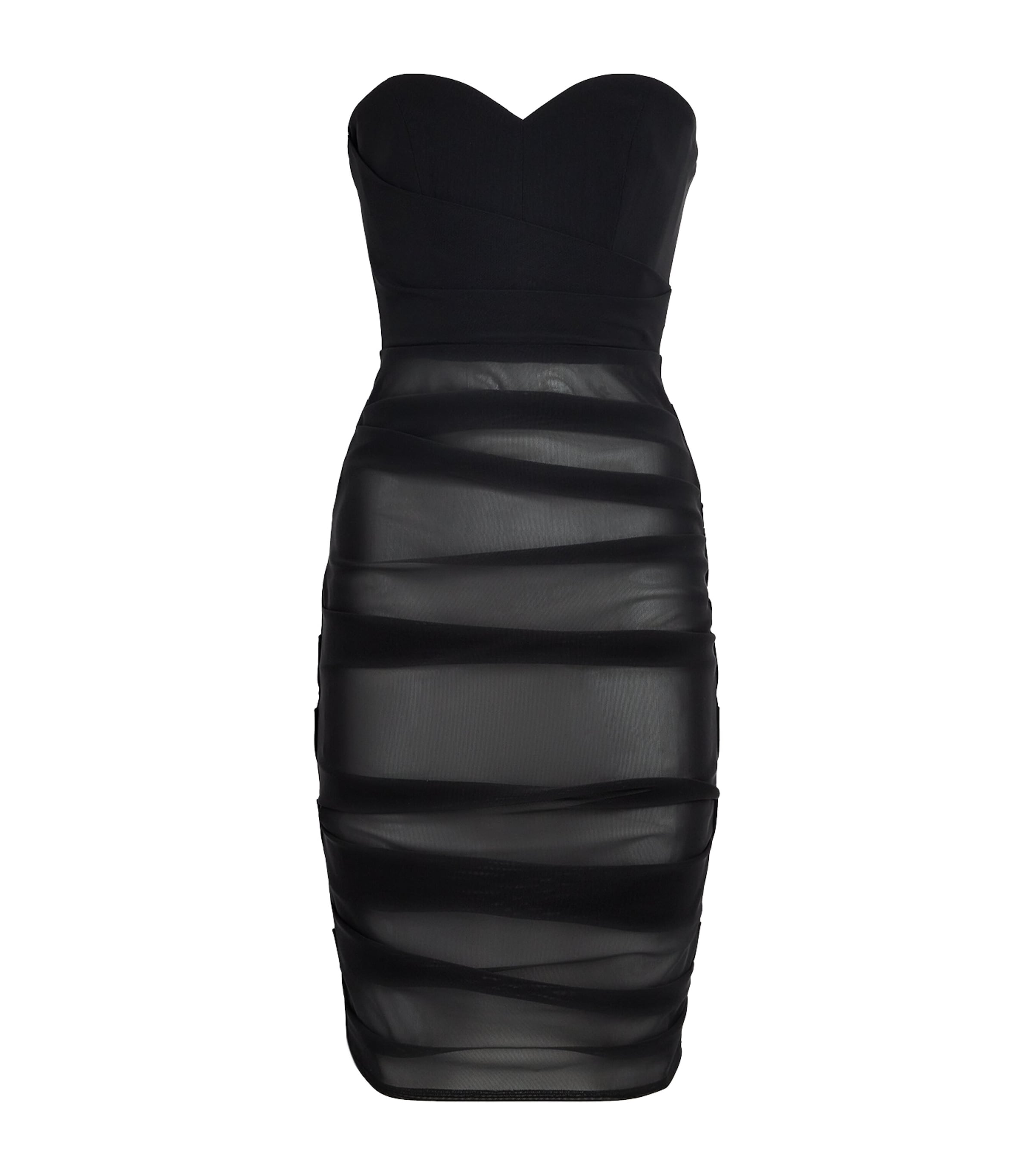 Stretch-Mesh Strapless Mini Dress