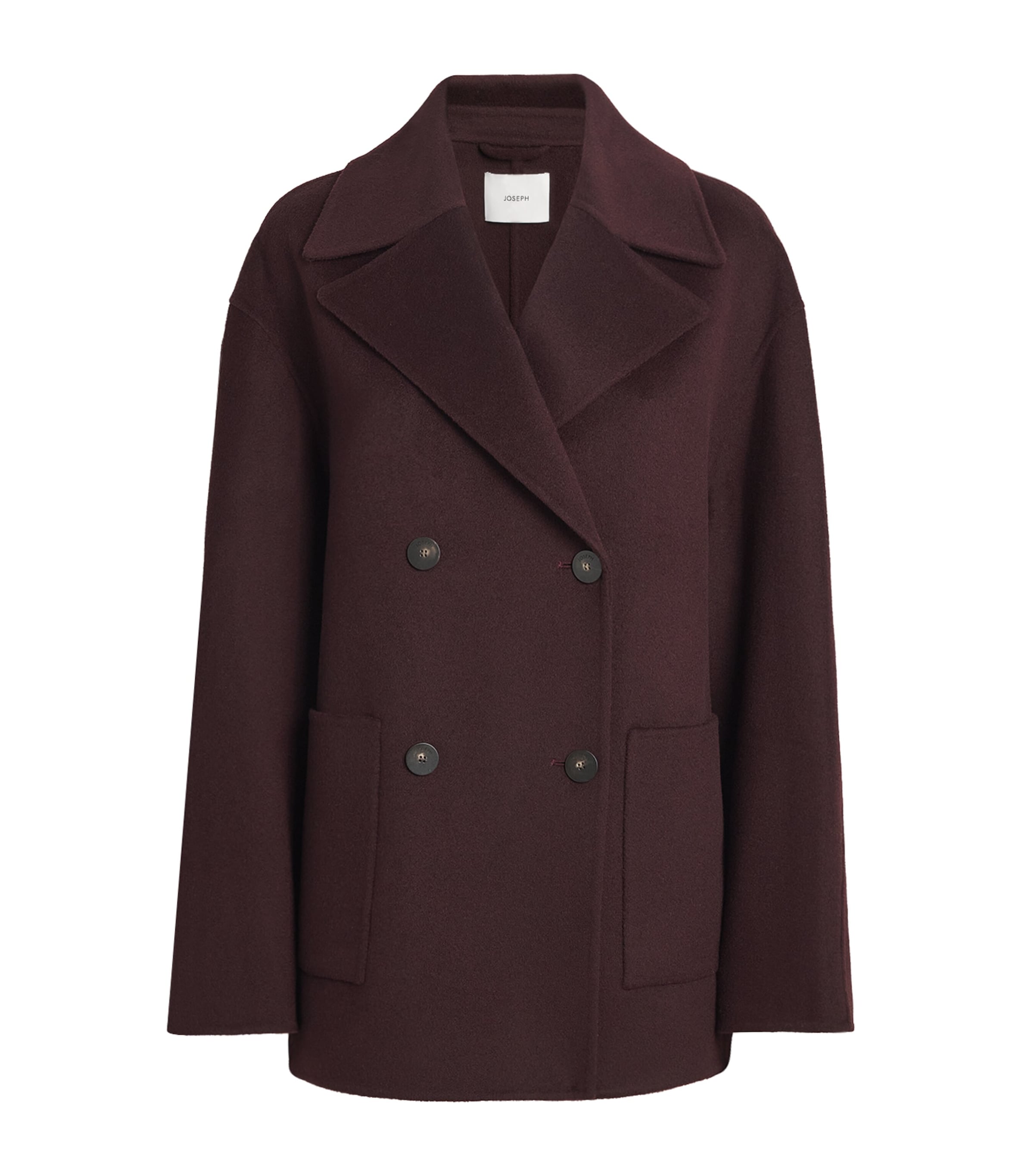 Joseph Womens Wool-Cashmere Flavia Coat Mahogany