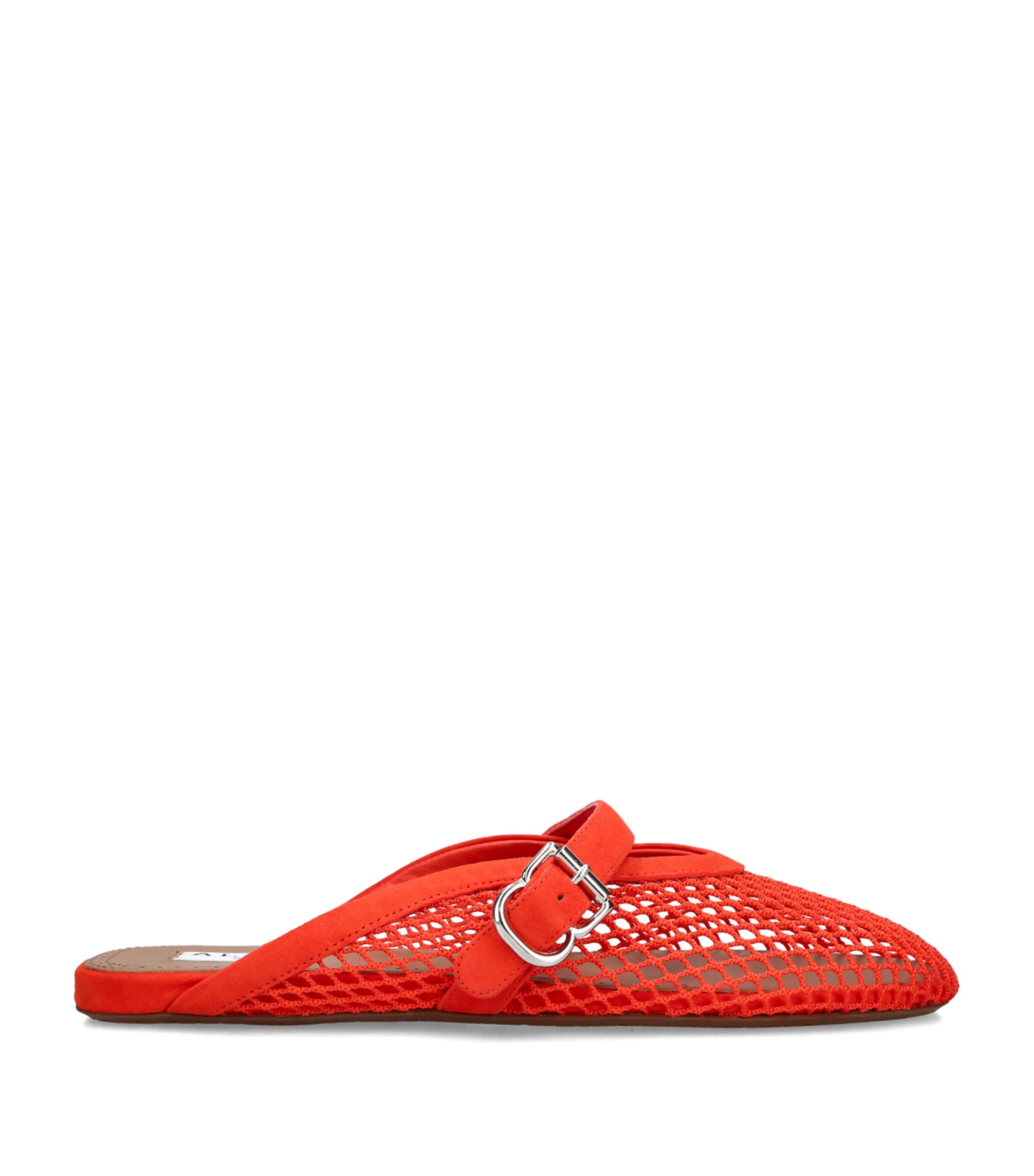 Alaïa Suede Fishnet Mules Orange