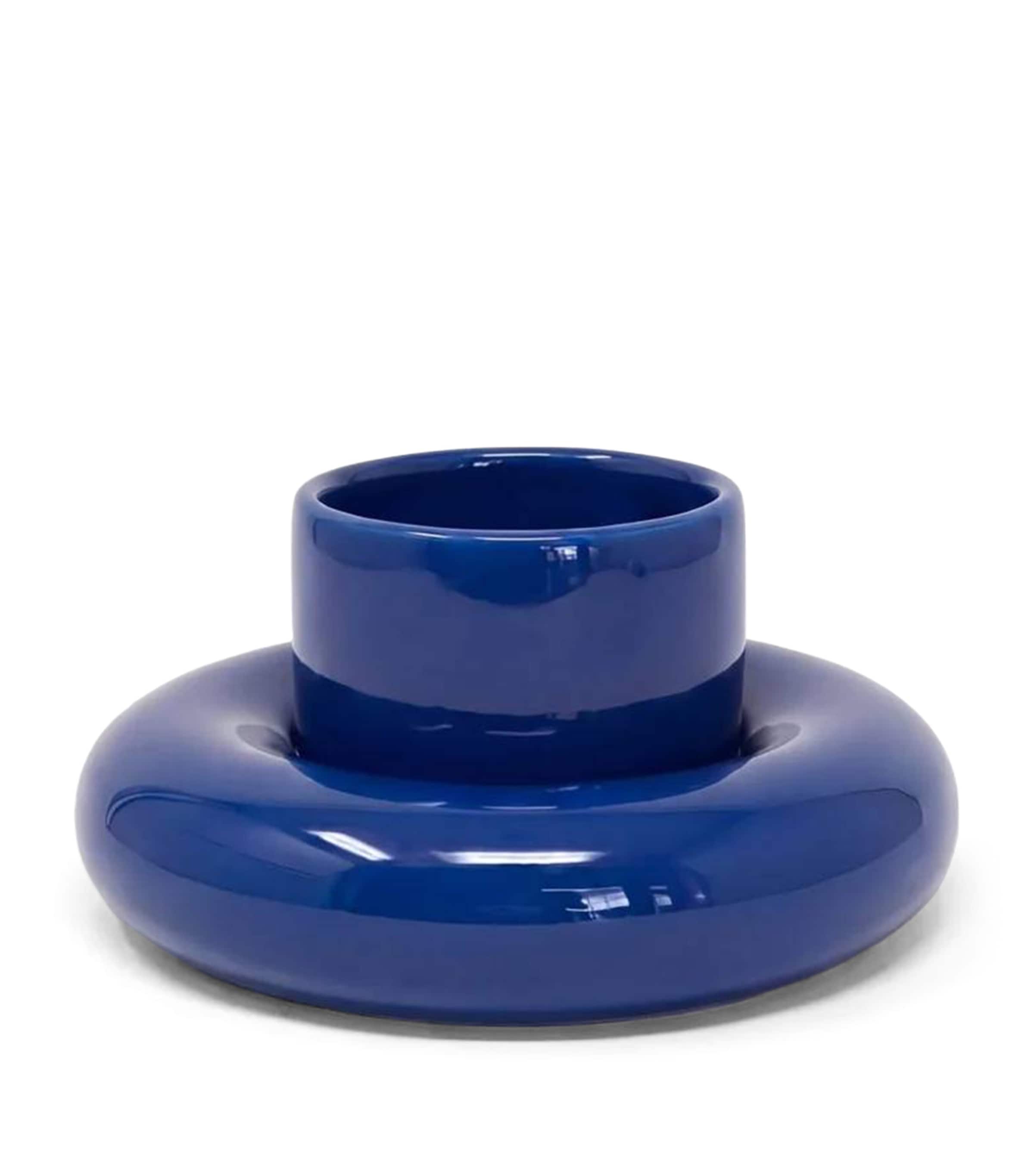 Gustaf Westman Mini Glazed Ceramic Chunky Cup and Saucer Blue