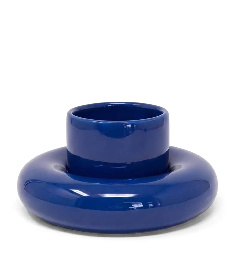 Gustaf Westman Mini Glazed Ceramic Chunky Cup and Saucer Blue