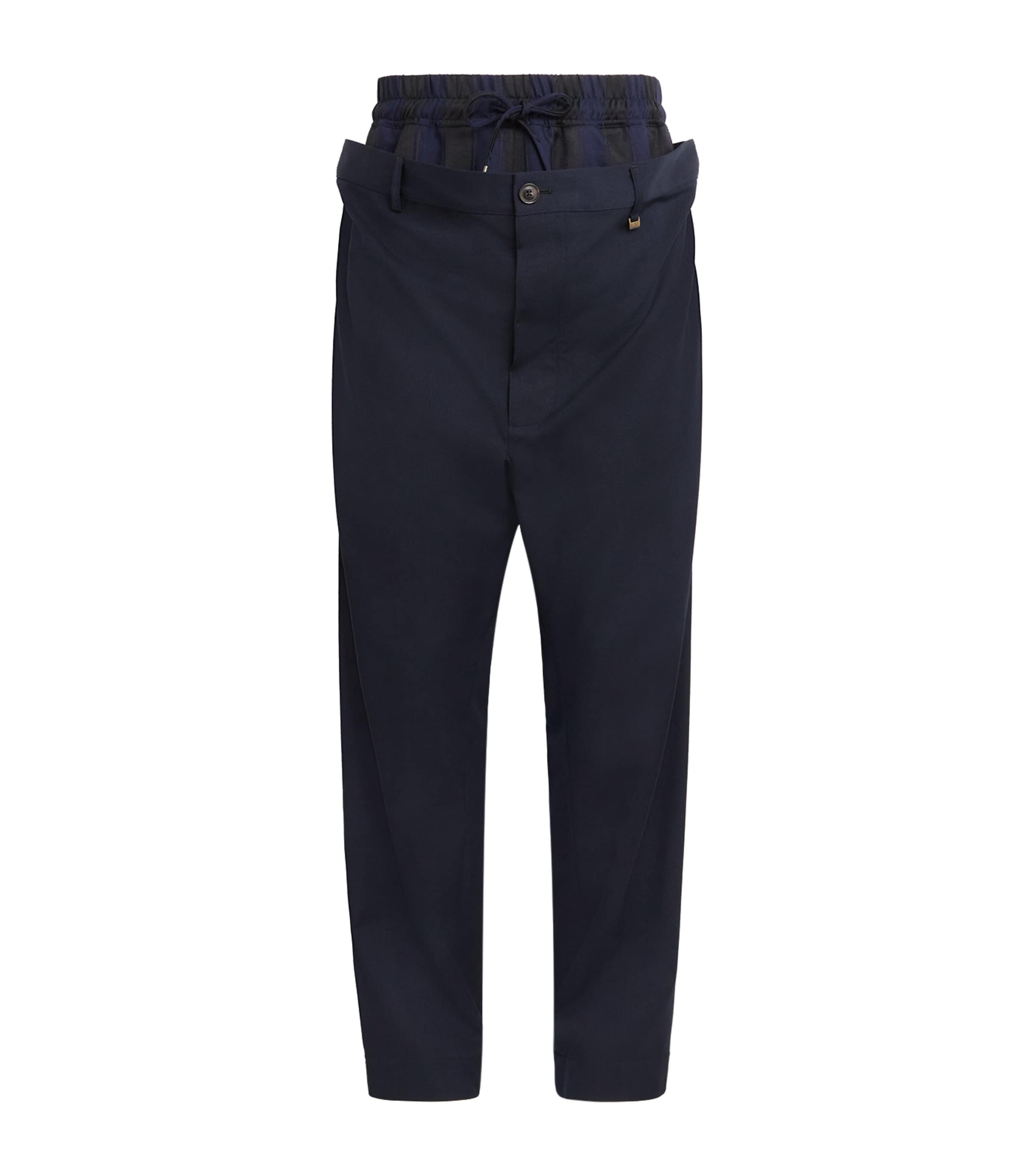 Vivienne Westwood Mens Layered-Effect Builders Trousers Navy