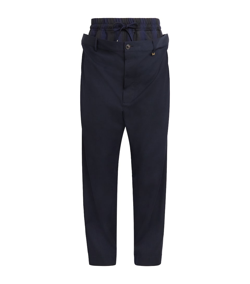 Vivienne Westwood Mens Layered-Effect Builders Trousers Navy