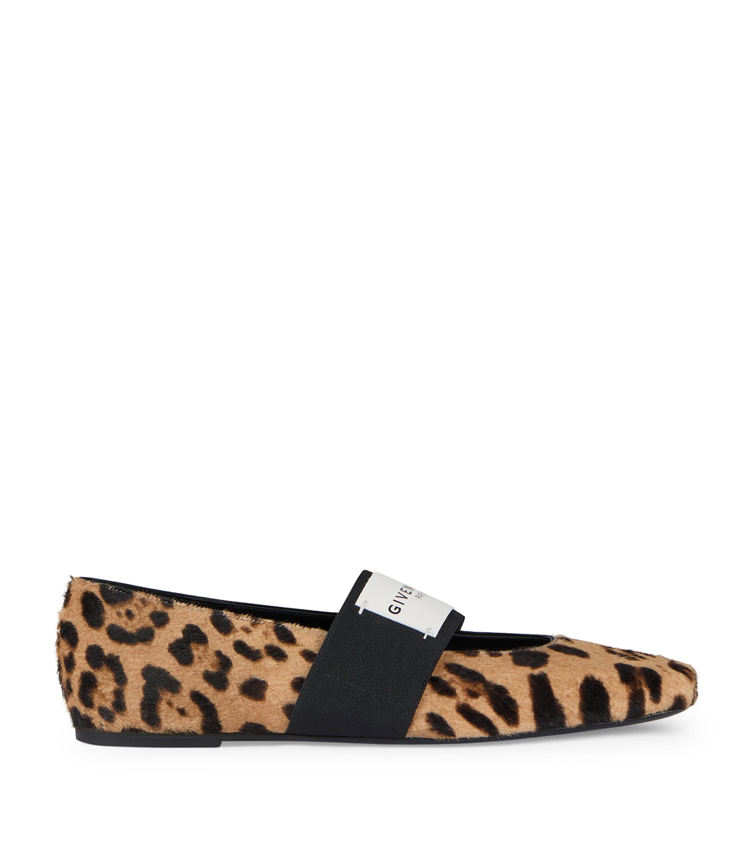 Leather Leopard Square-Toe Ballet Flats