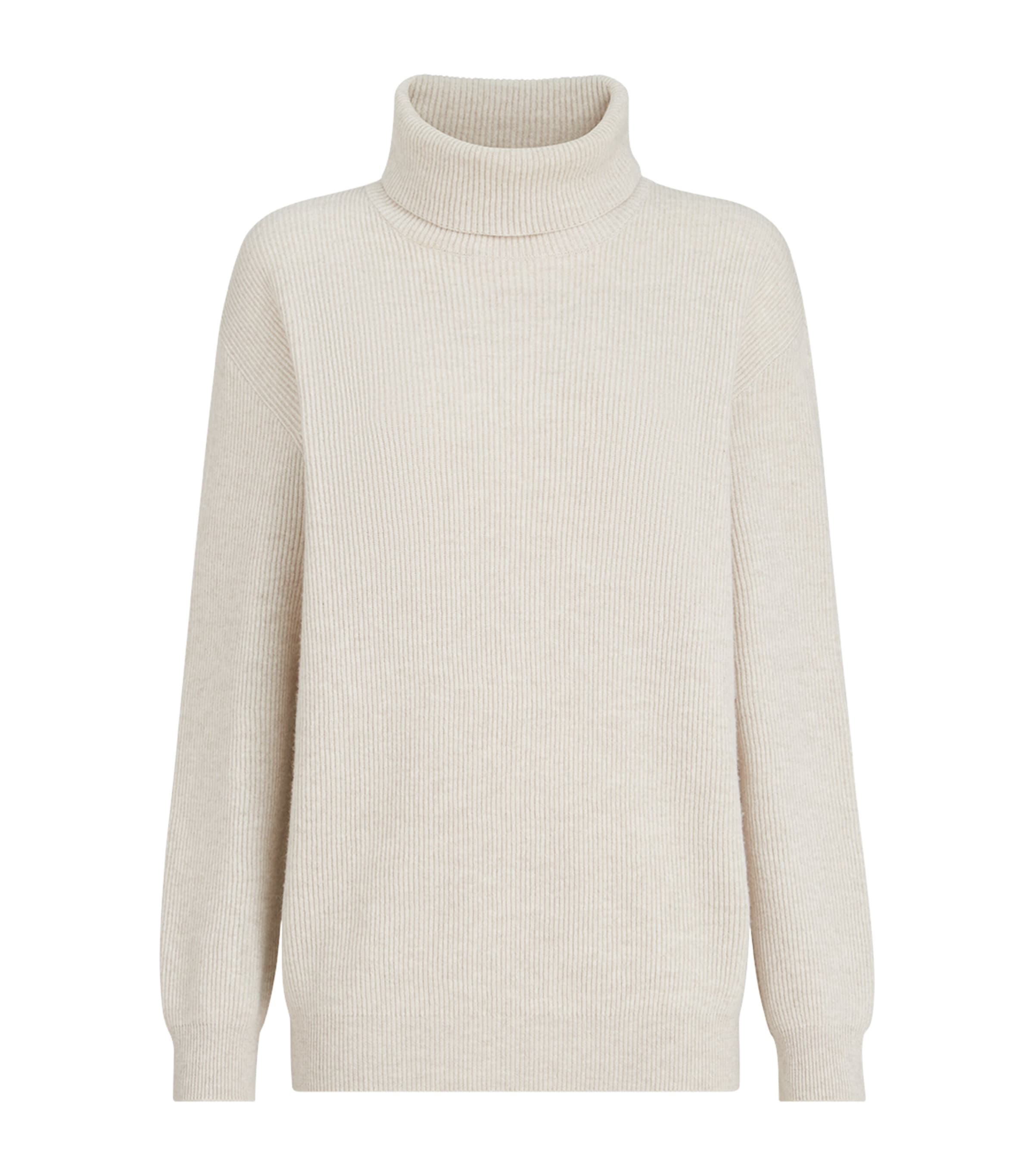 Brunello Cucinelli Womens Cashmere Rib-Knit Monili Rollneck Sweater
