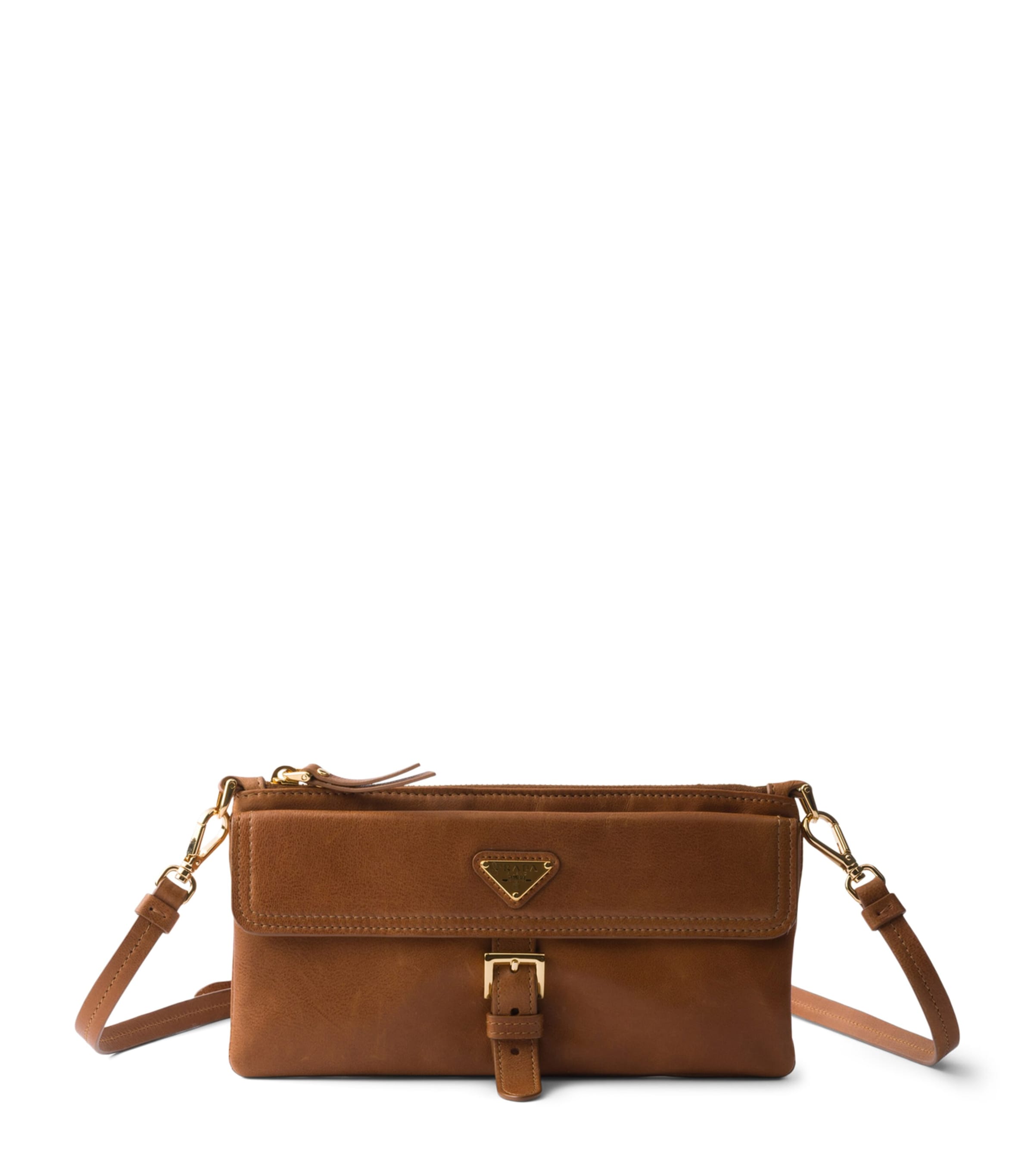 Prada Leather Chain Wallet Brown