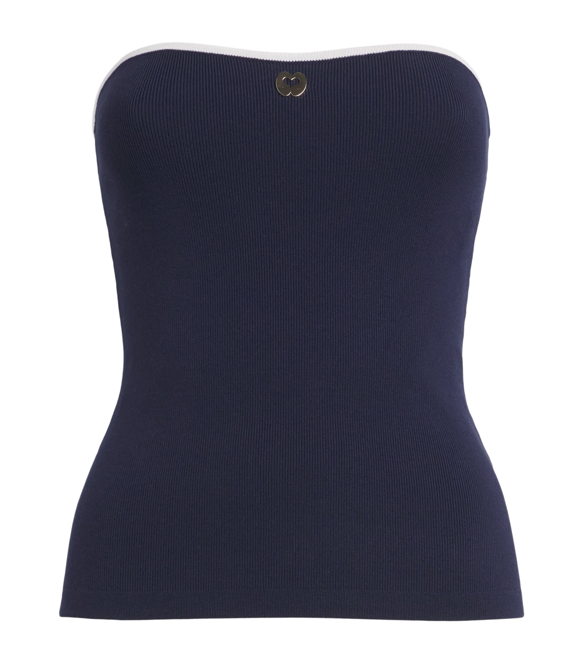 Maje Womens Logo-Plaque Bandeau Top Navy