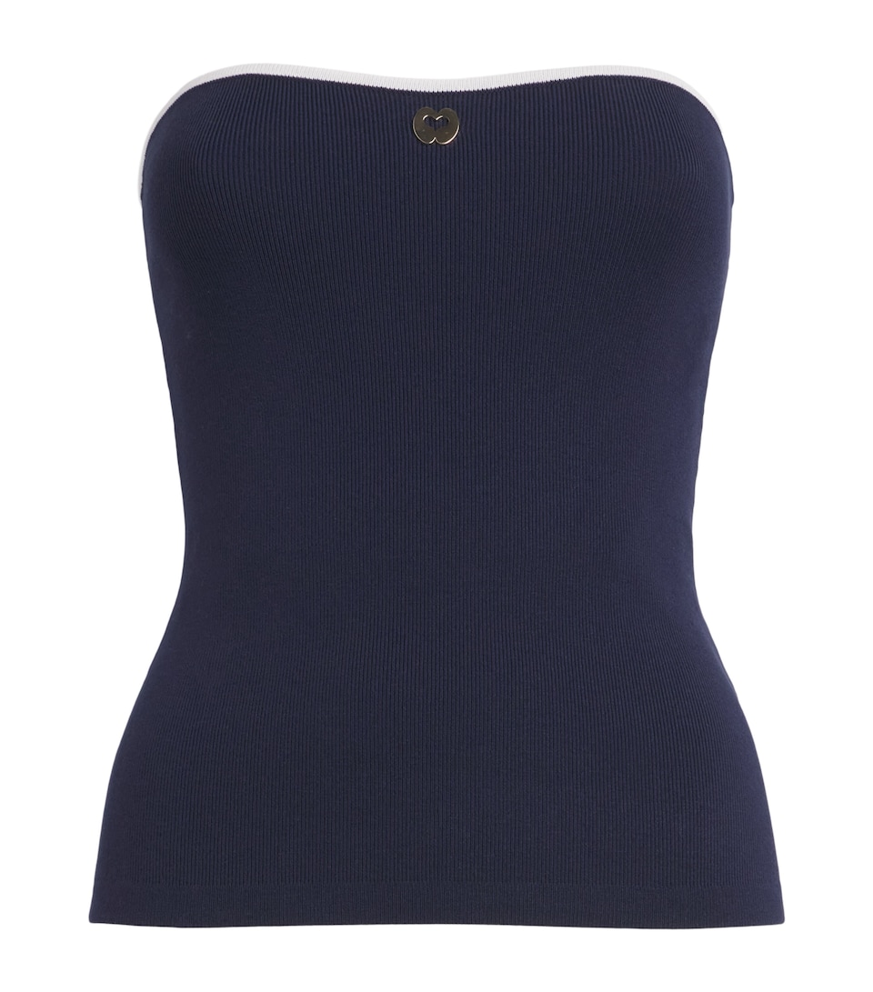 Maje Womens Logo-Plaque Bandeau Top Navy