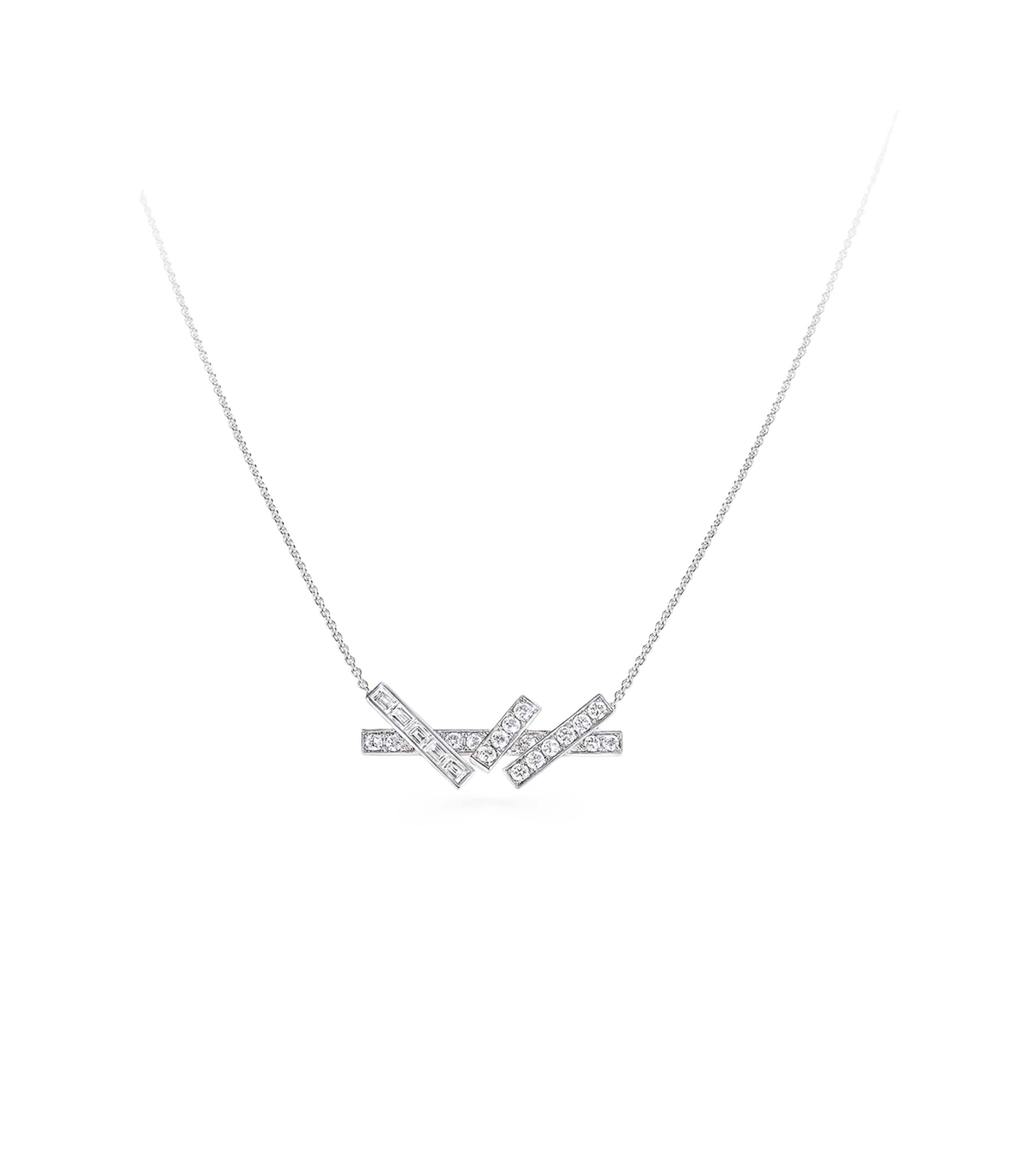 White Gold and Diamond Threads Necklace