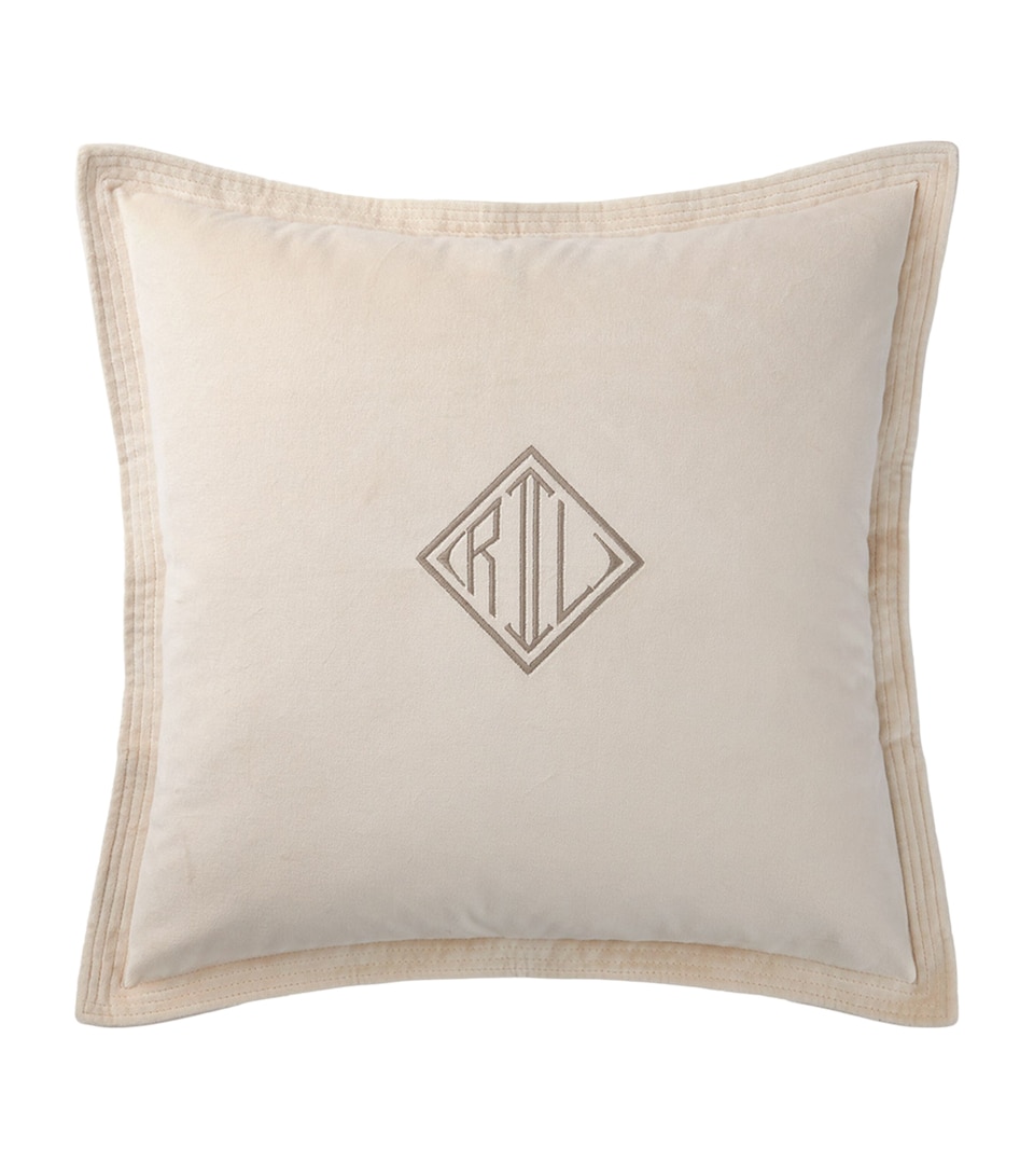 Velvet Monogram-Embroidered Cushion (50cm x 50cm)
