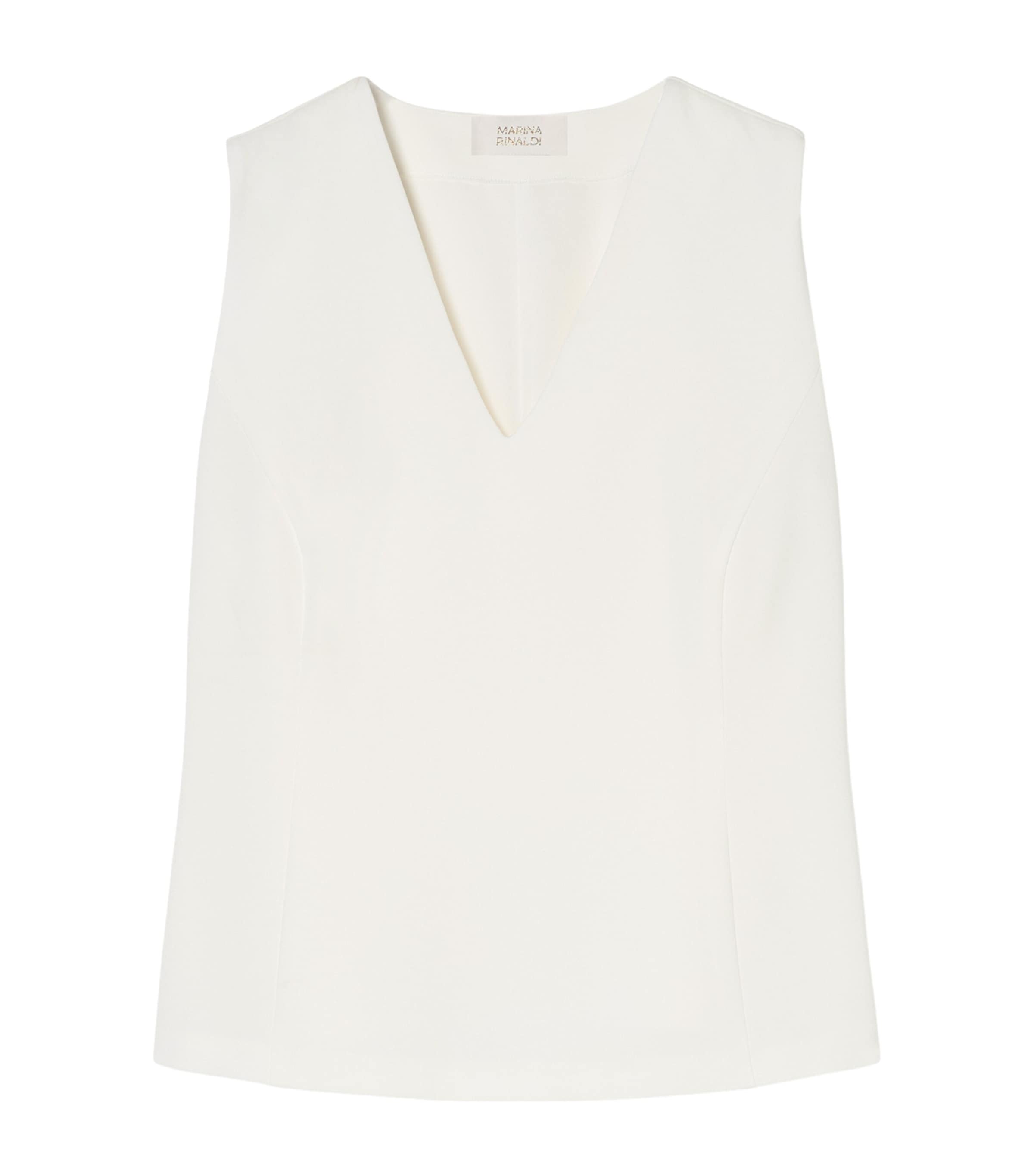 Marina Rinaldi Womens Sleeveless V-Neck Blouse White