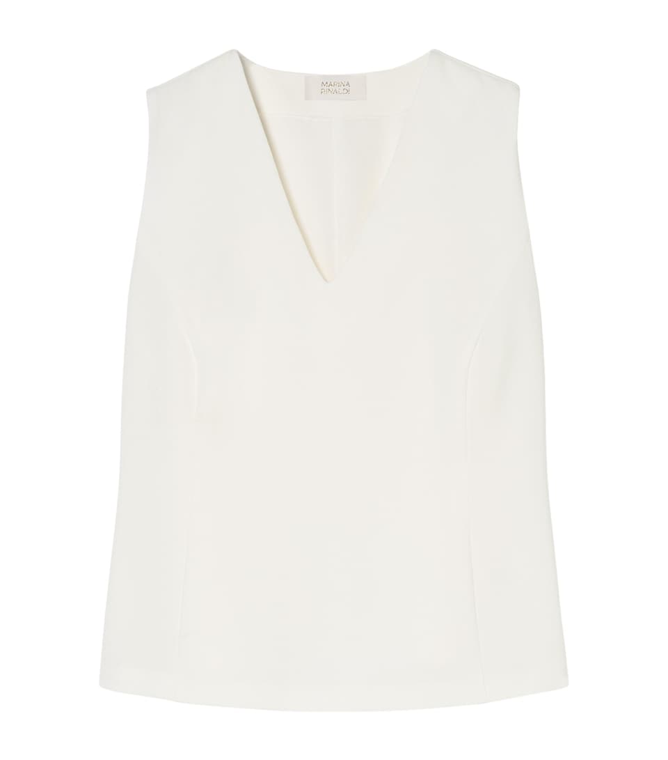 Marina Rinaldi Womens Sleeveless V-Neck Blouse White