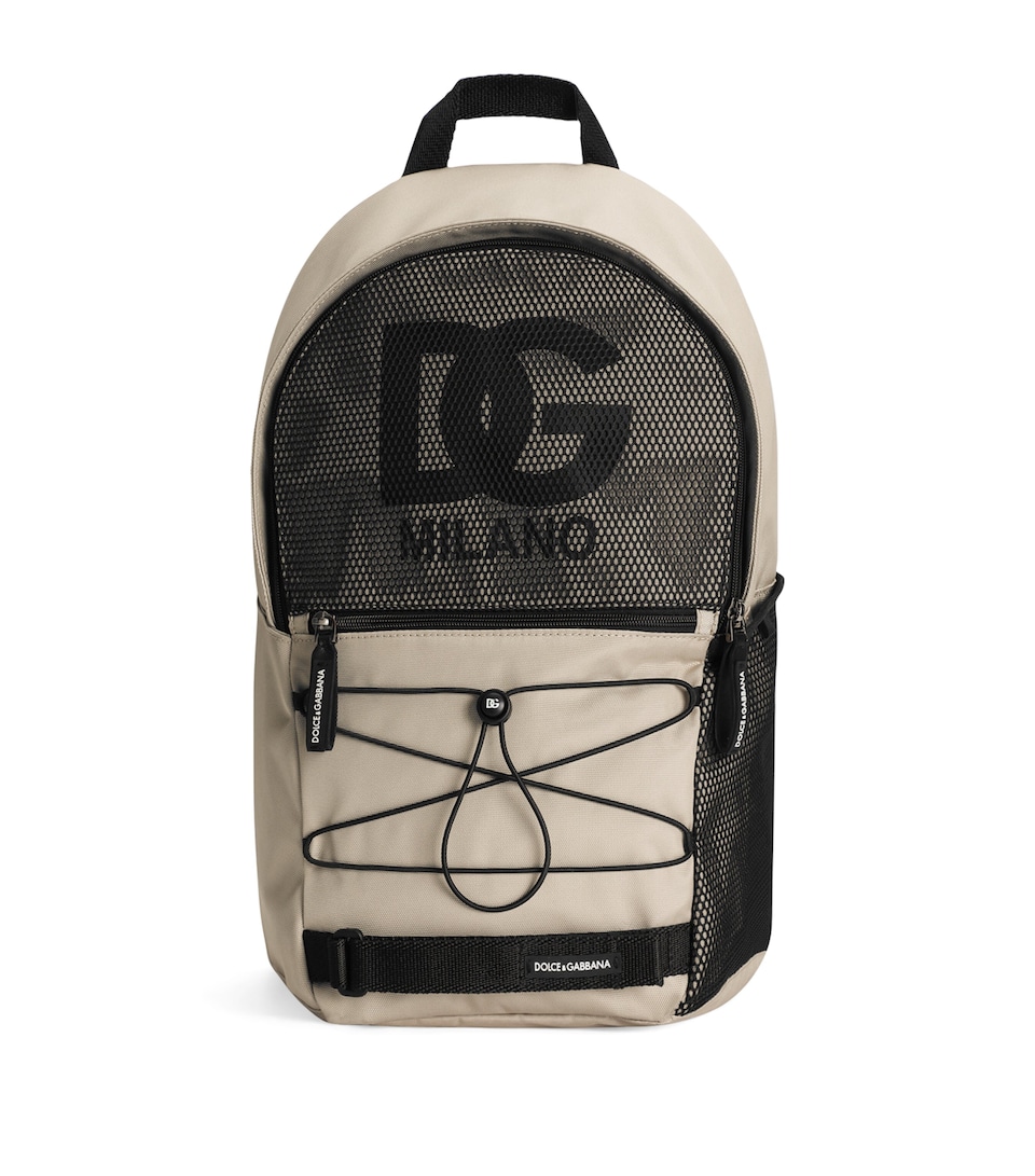 Dolce&Gabbana Kids Mesh Logo Backpack Beige/blac