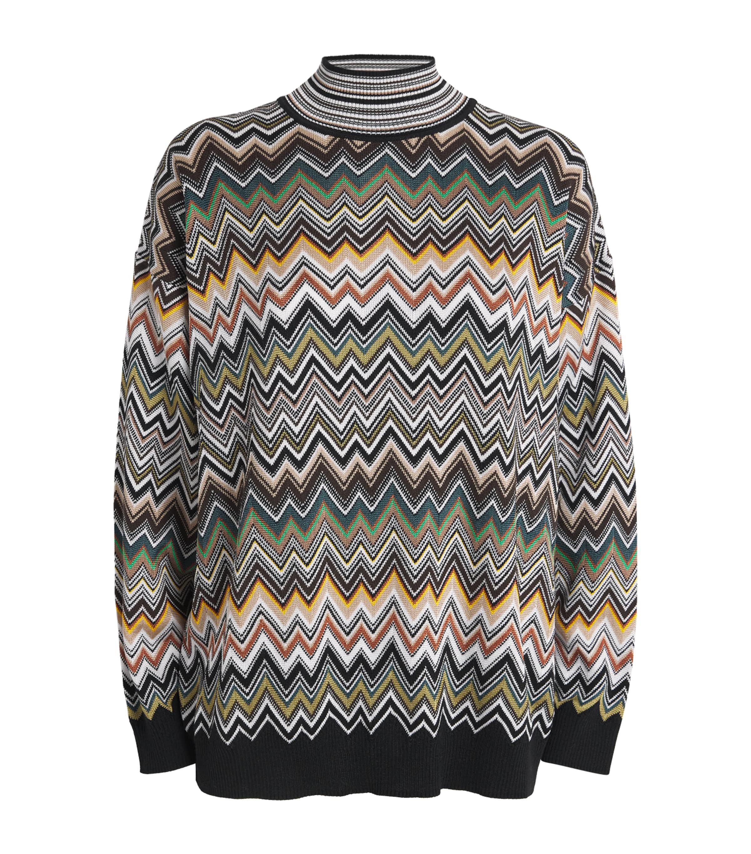 Zigzag High-Neck Sweater