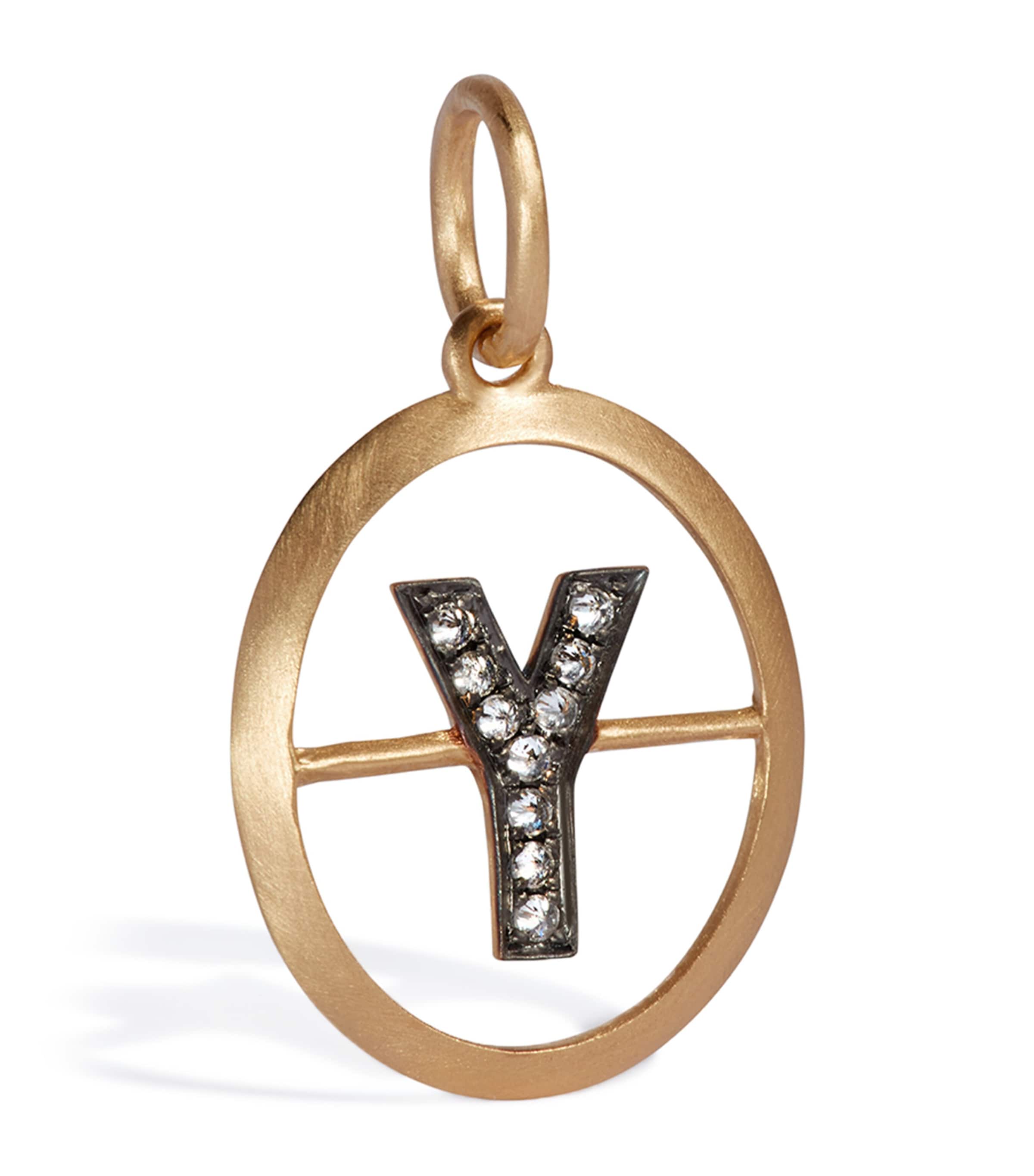 Yellow Gold and Diamond Initial Y Pendant