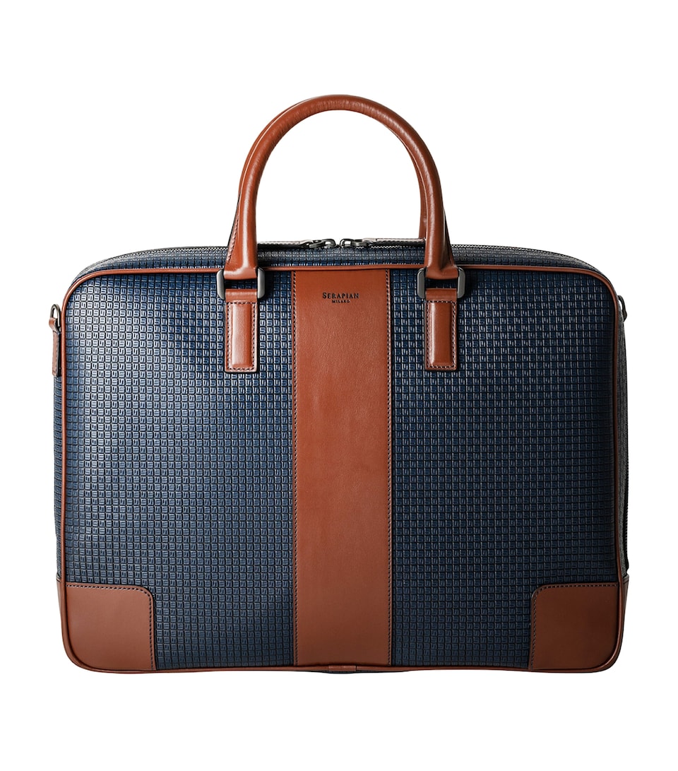 Serapian Stepan 72 Slim Briefcase Blue Tan